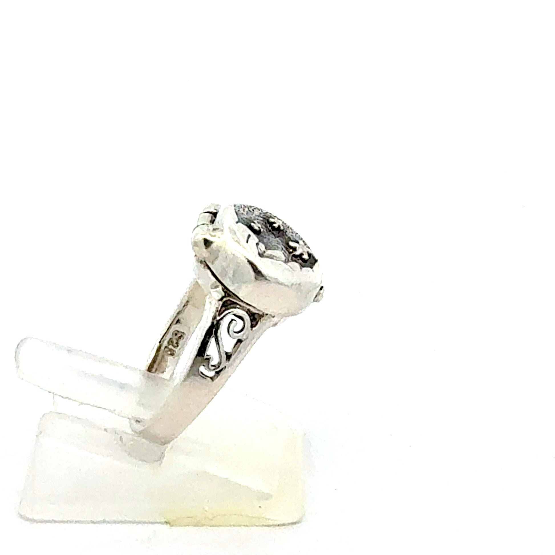 Seitenansicht Silberring mit Mond und Sternen, 925 Sterlingsilber Ring
