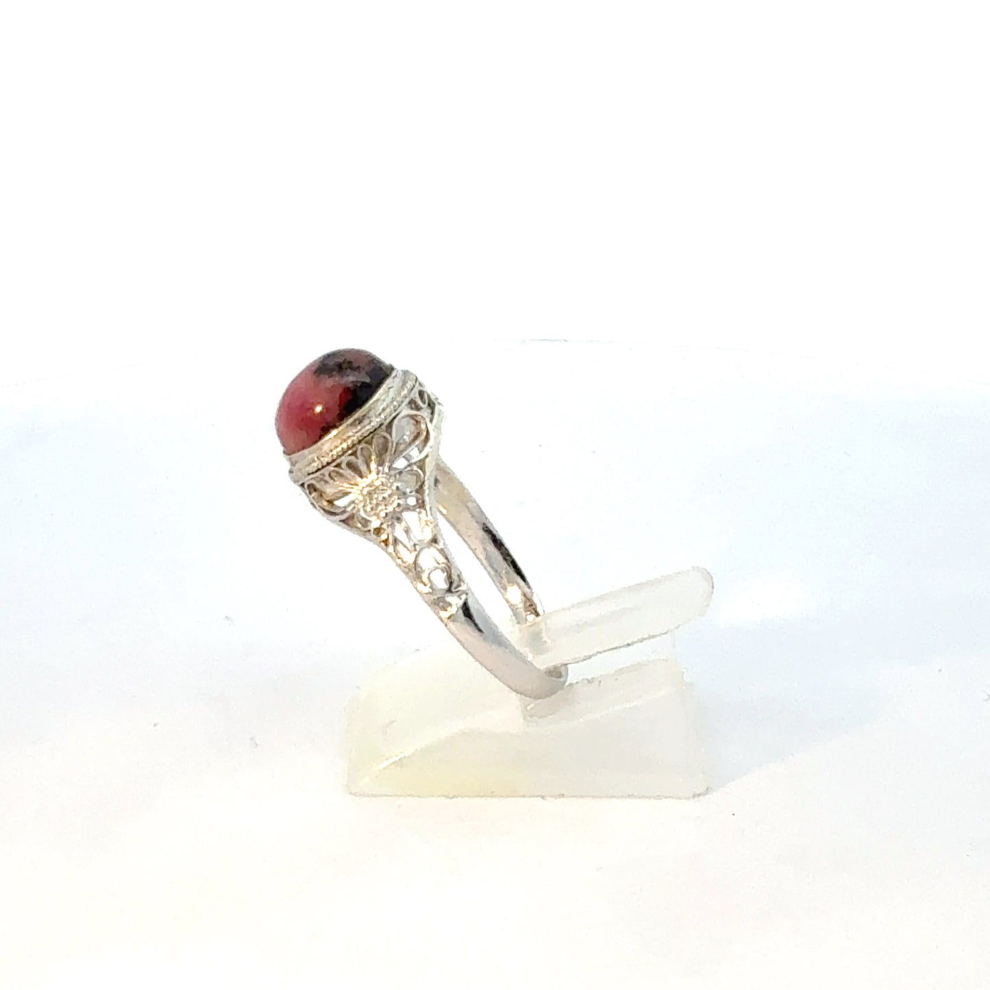 925 Silber Ring mit Glasstein - Seitenansicht
