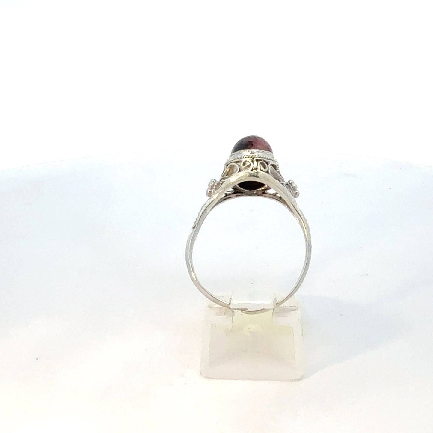 925 Silberring mit Glasstein - Eleganter Damenring Größe 59