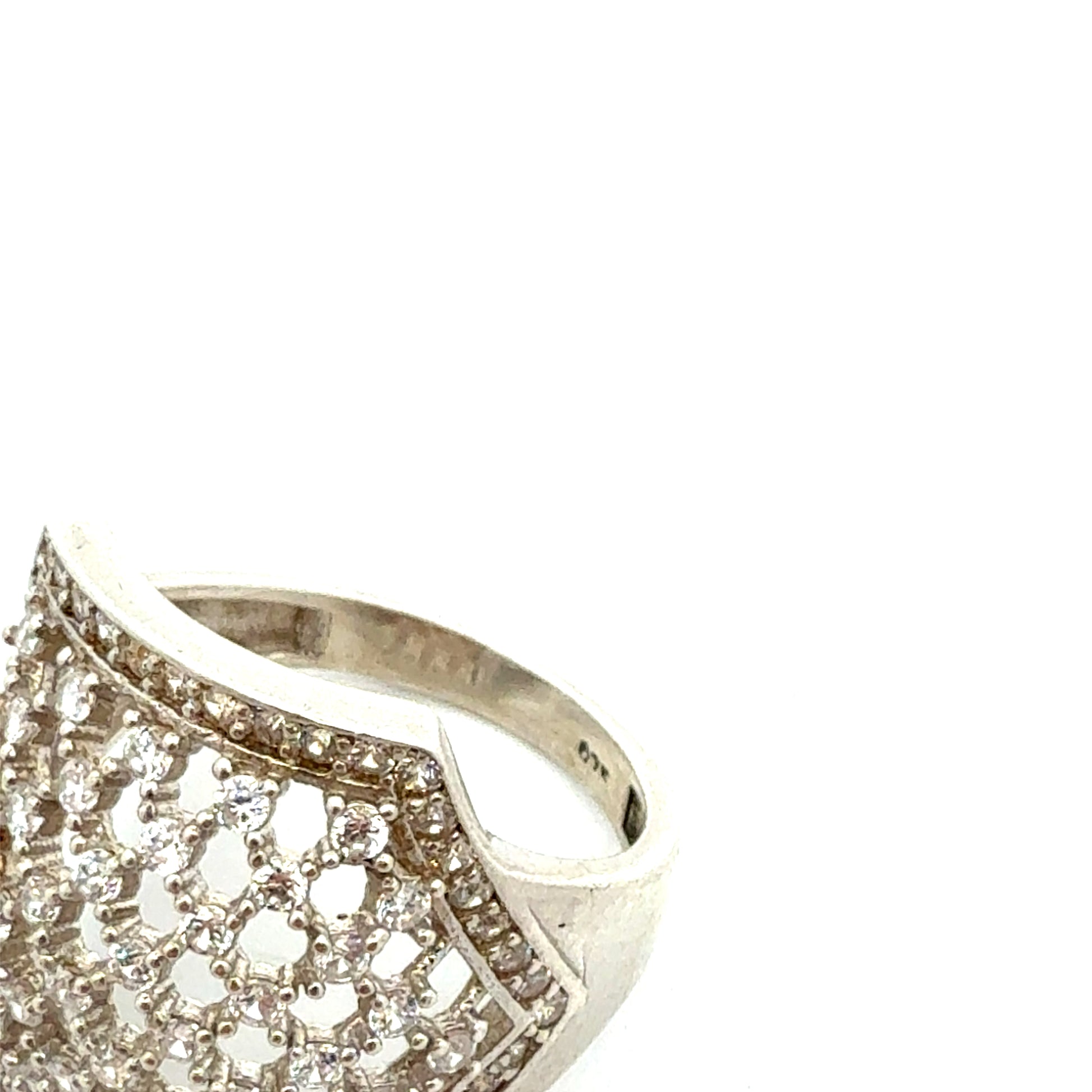 Doppelring aus 925 Sterling Silber mit Zirkonia-Steinen - Seitenansicht
