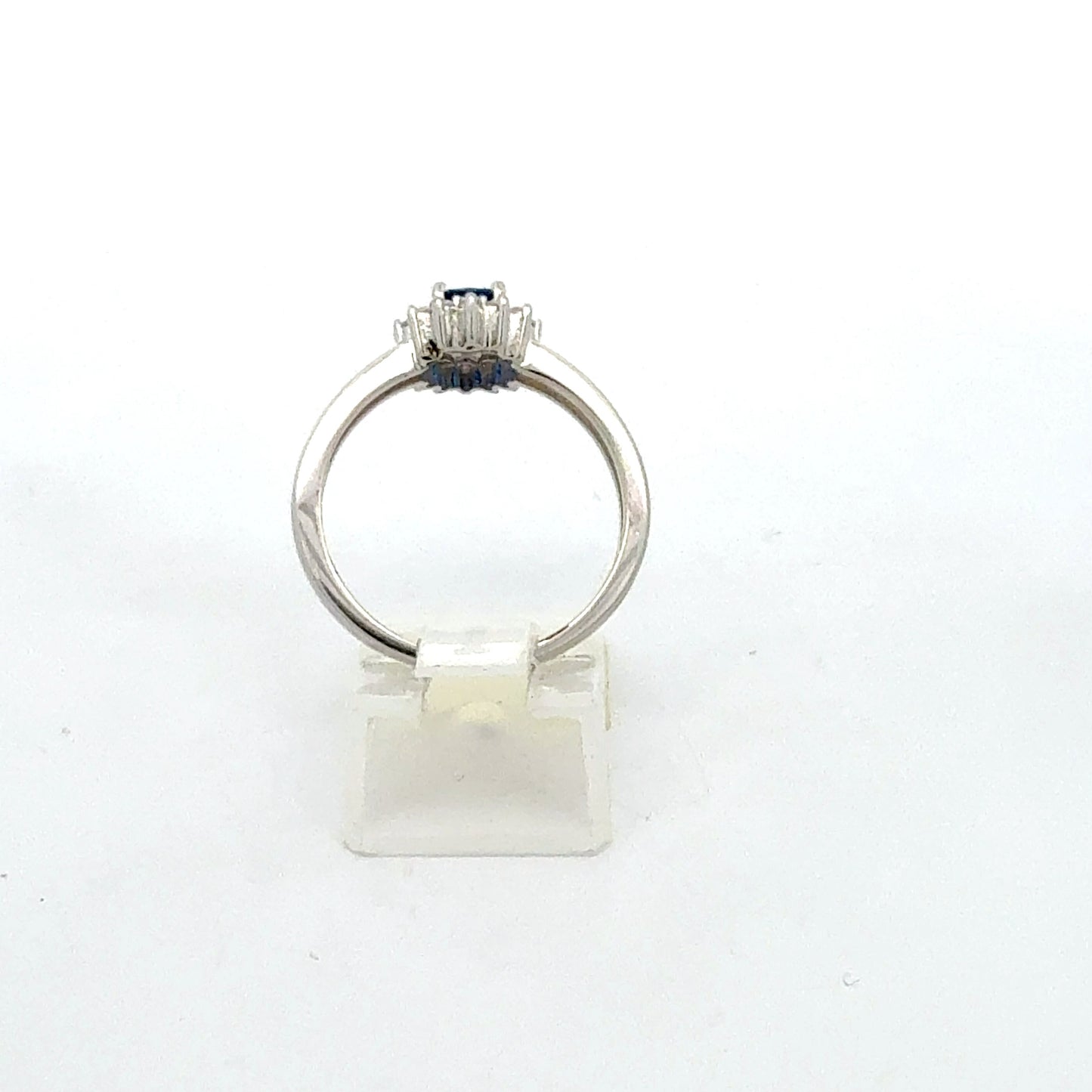 Silberring 925 mit blauem Stein und Zirkonia, Größe 60, Nahaufnahme Rückseite
