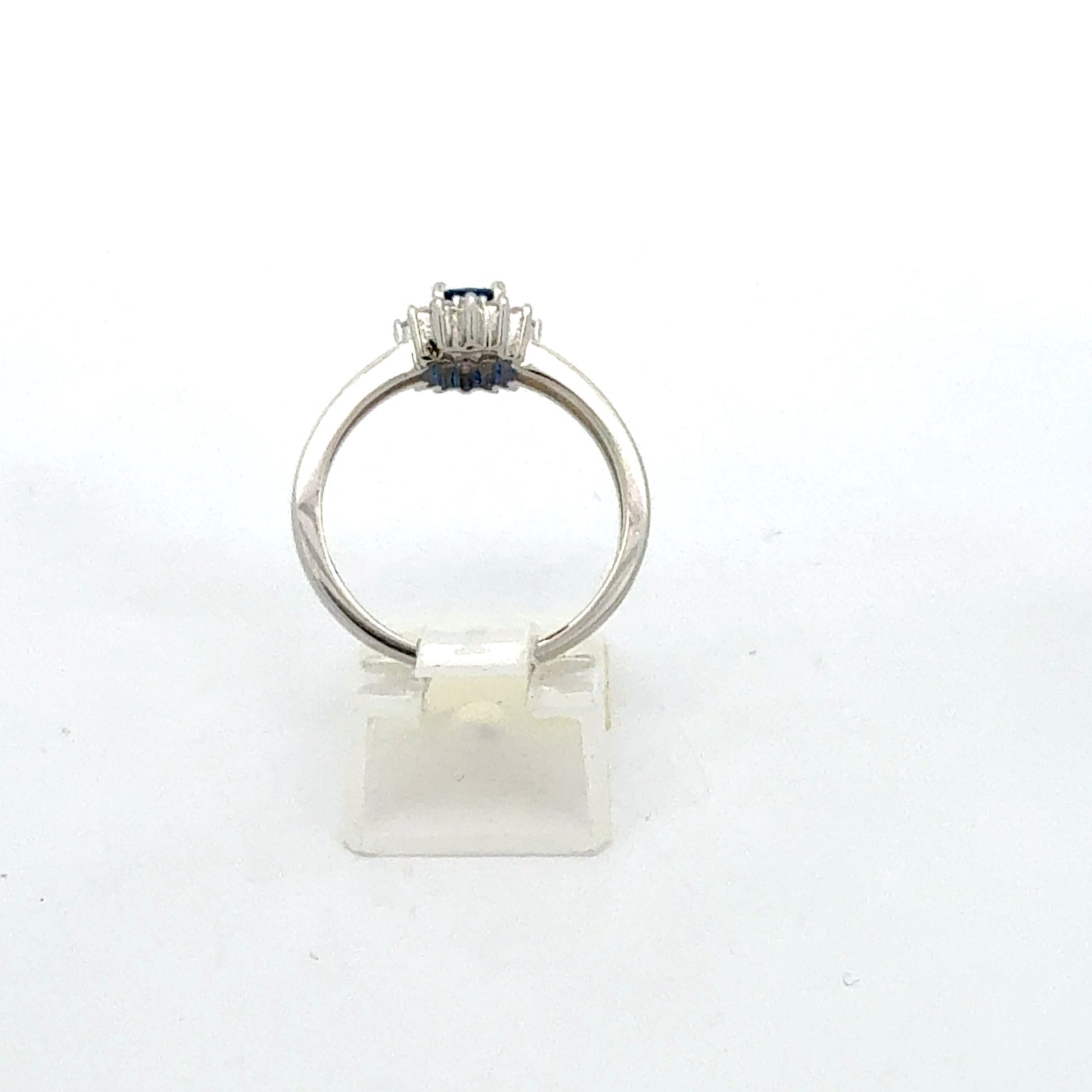 Silberring 925 mit blauem Stein und Zirkonia, Größe 60, Nahaufnahme Rückseite
