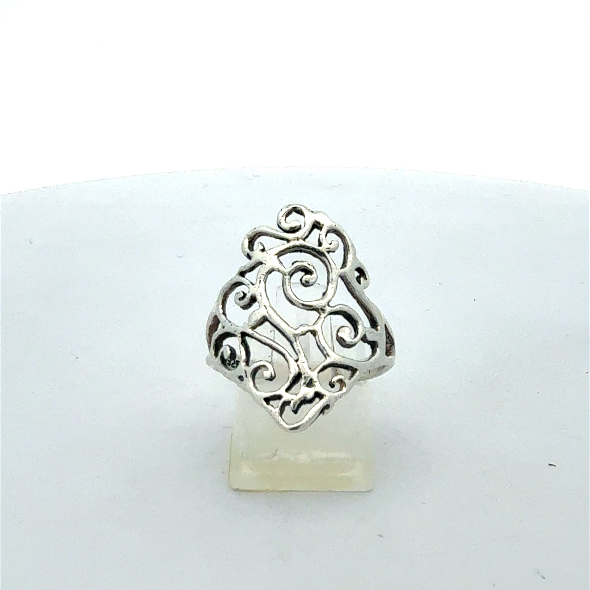 925 Sterling Silber Ring schlicht elegant Größe 58 - Frontansicht
