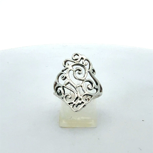 925 Sterling Silber Ring schlicht elegant Größe 58 - Frontansicht
