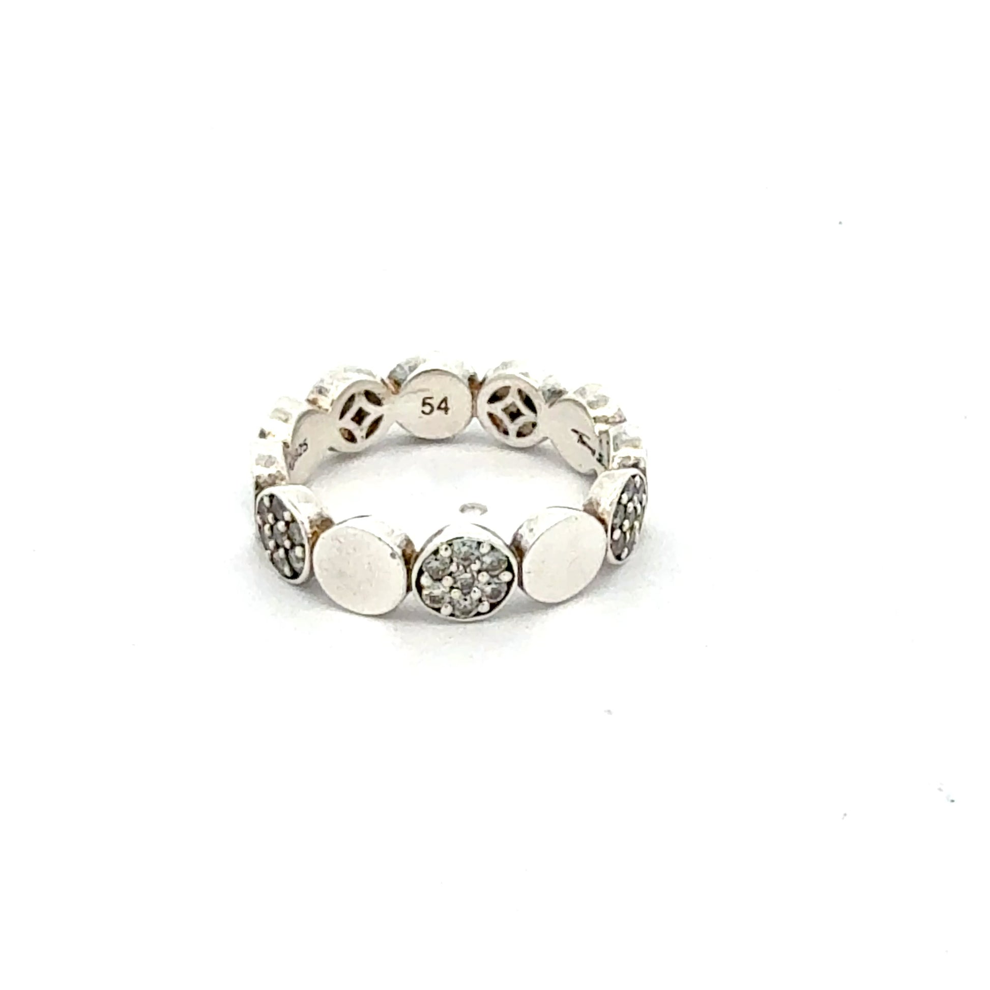 925 Sterling Silberring mit Zirkonia-Steinen, 4,72g, Größe 54 - Frontansicht
