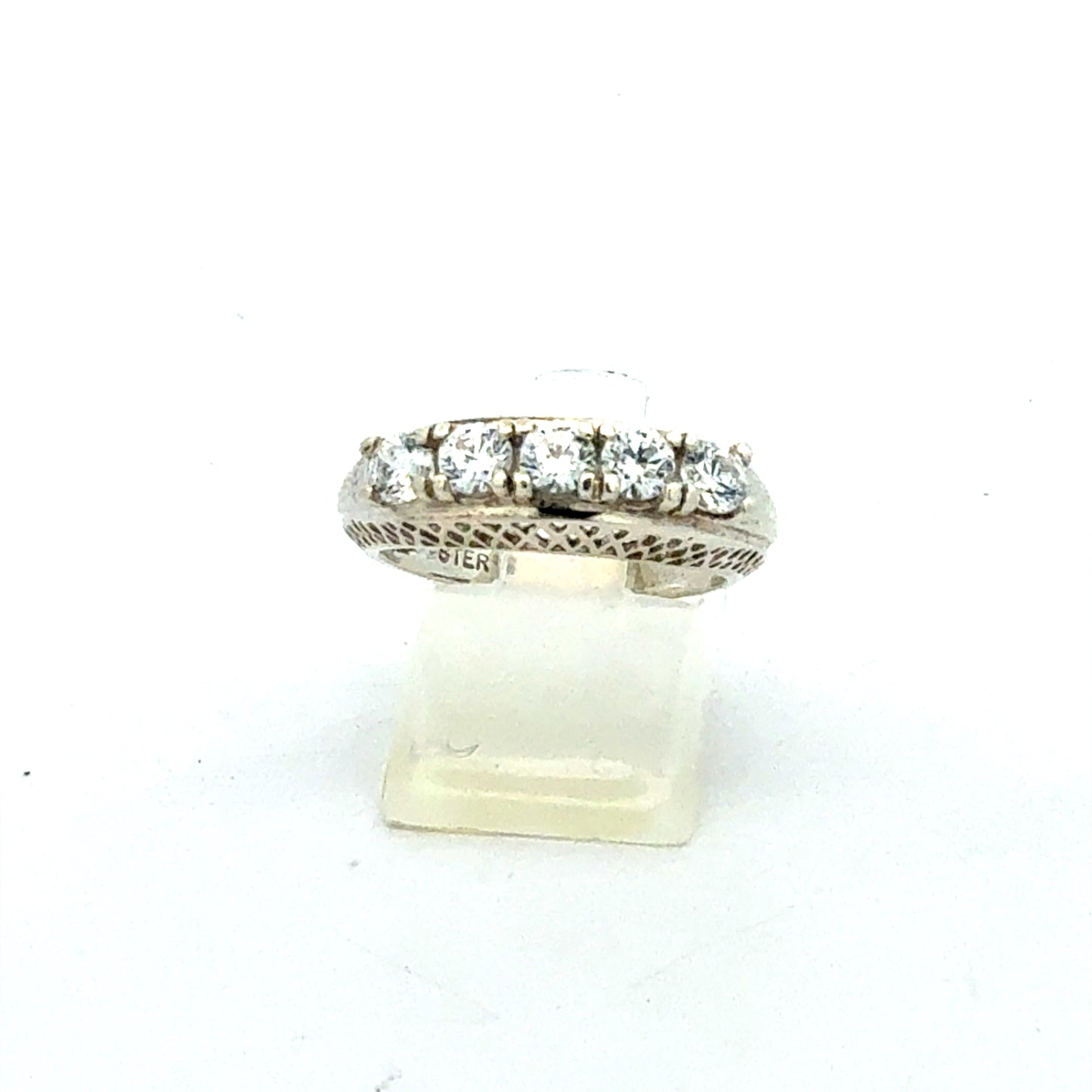 Silberring 925 mit Zirkonia-Steinen, Größe 54, 3,24 g - Frontansicht
