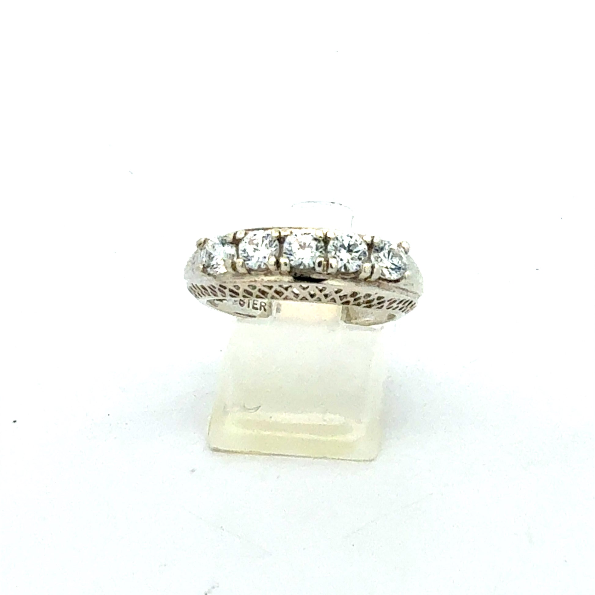 Silberring 925 mit Zirkonia-Steinen, Größe 54, 3,24 g - Frontansicht
