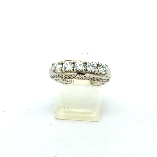 Silberring 925 mit Zirkonia-Steinen, Größe 54, 3,24 g - Frontansicht
