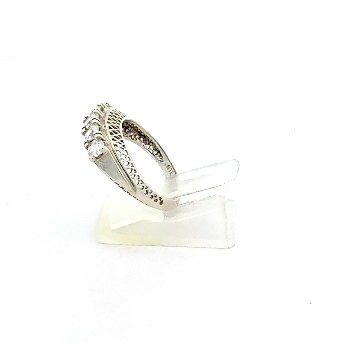 Silberring 925 mit Zirkonia-Steinen - Seitenansicht