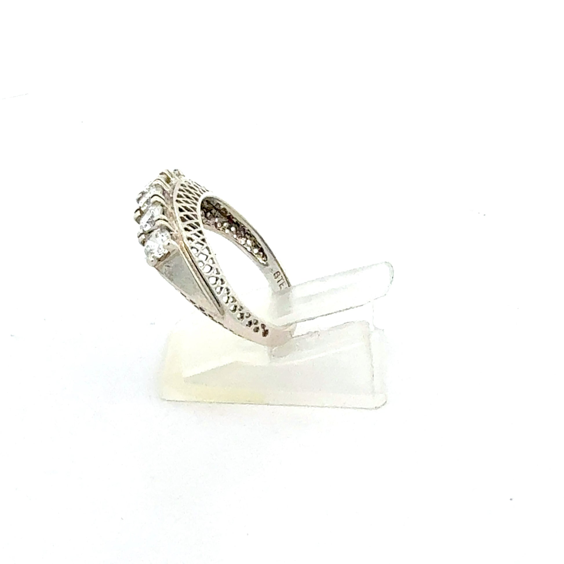 Silberring 925 mit Zirkonia-Steinen - Seitenansicht