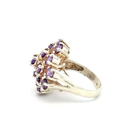 Ring aus 925 Sterling Silber mit synthetischem lila Stein – auffällig ; elegant (Größe 58 | 13,04 g) Ring Juwelier Alen