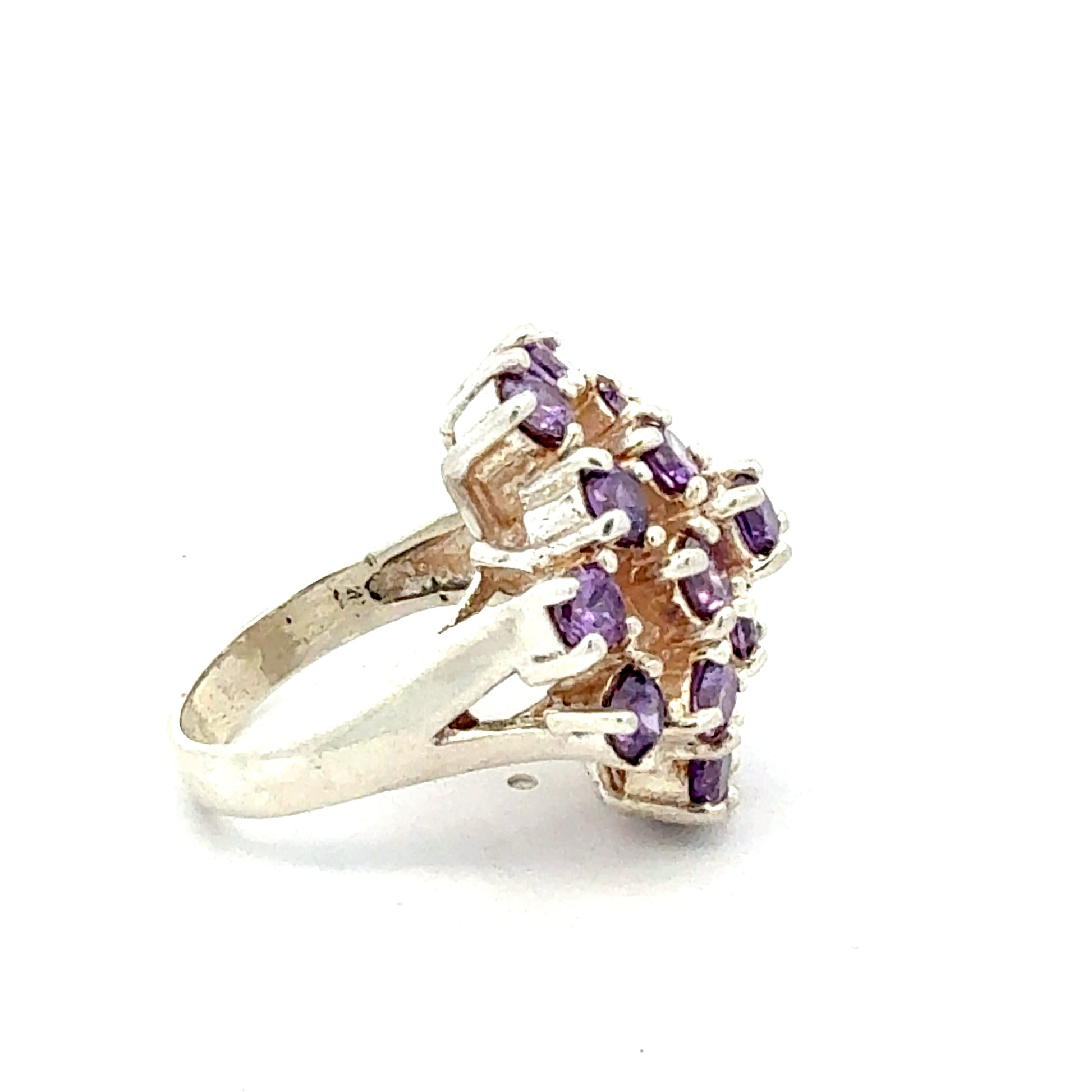 Sterling Silber Ring mit lila Stein - Seitenansicht
