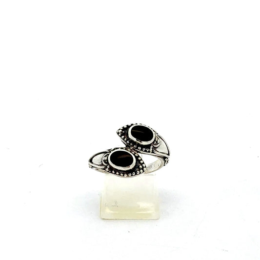 Ring aus 925 Sterling Silber mit 2 Onyx-Steinen (Größe 54 | 4,99 g) Ring Juwelier Alen