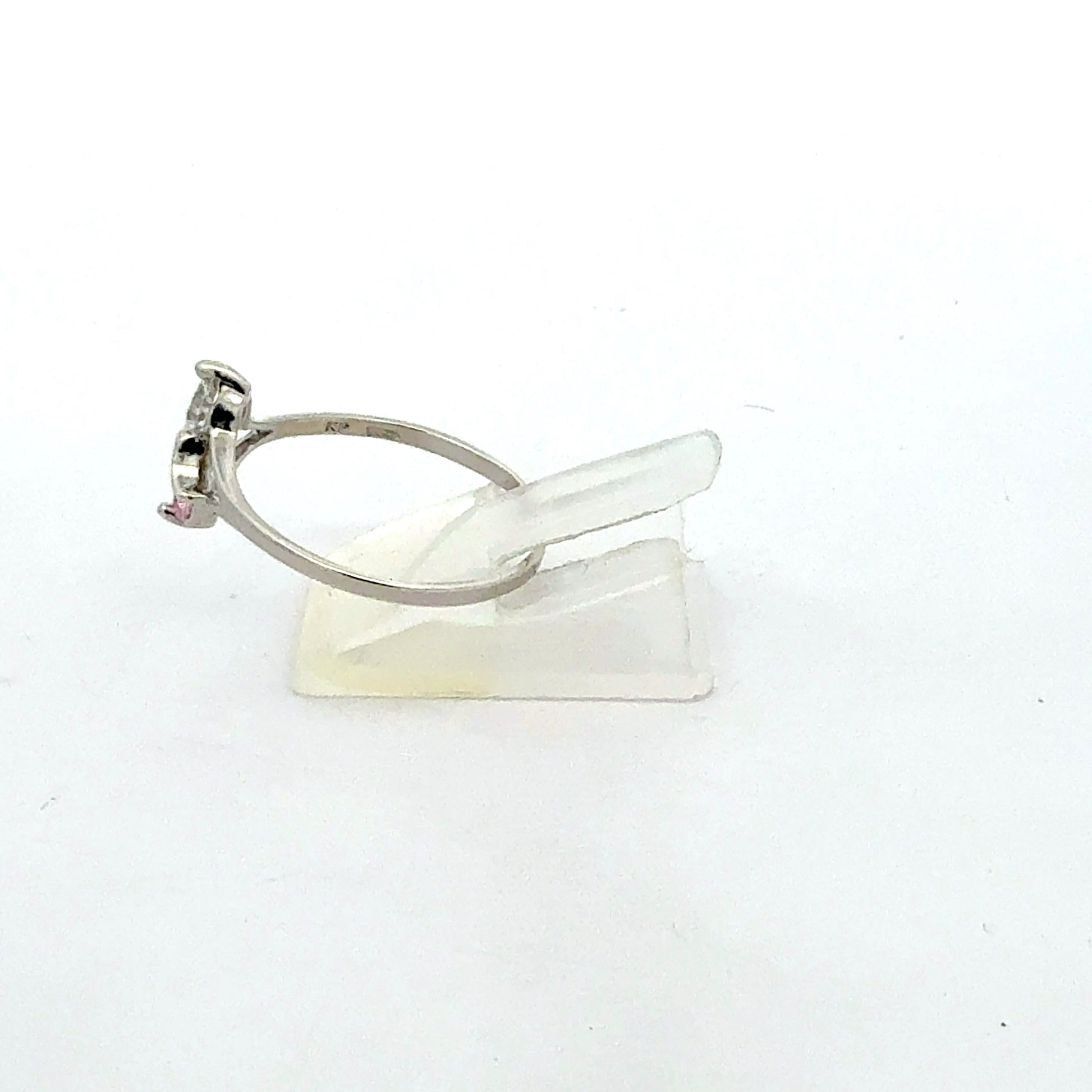 925 Sterling Silber Ring mit pinkem Zirkonia, Seitenansicht