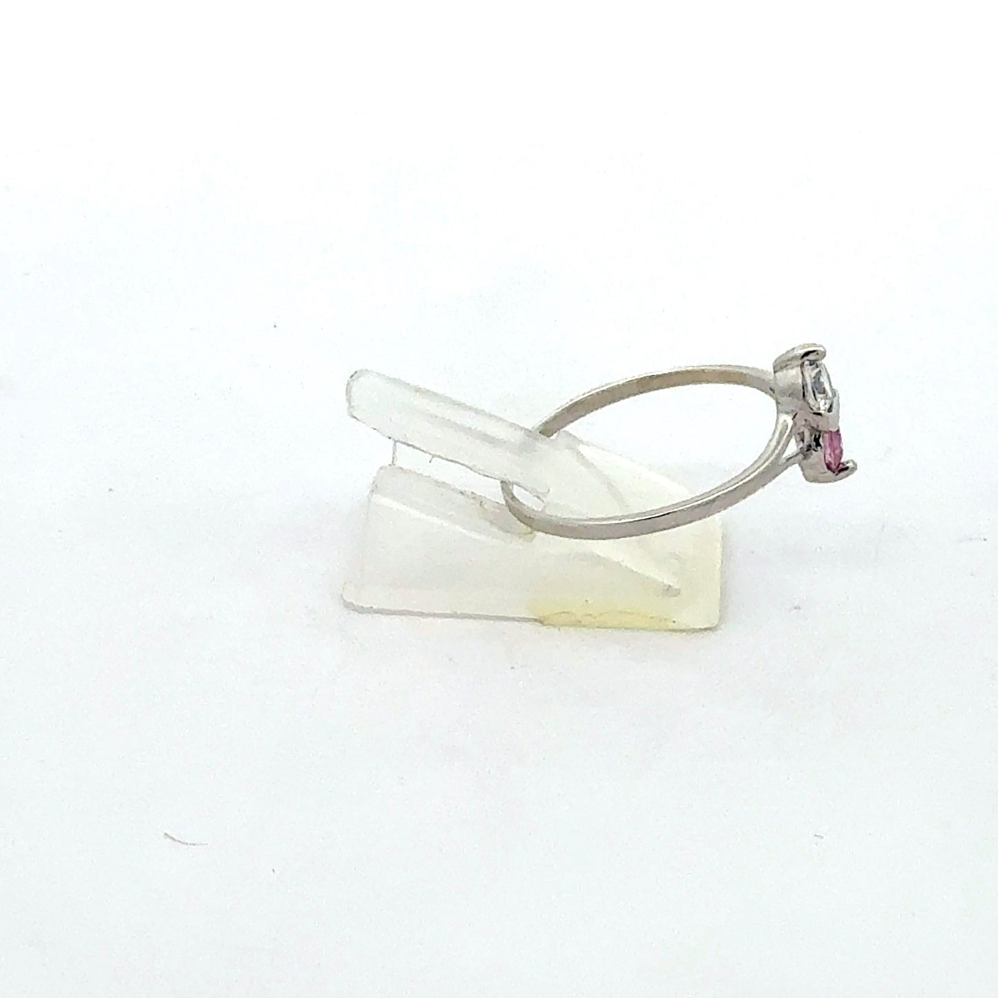 Eleganter Silberring mit pinkem Zirkonia, 1,49 g leicht