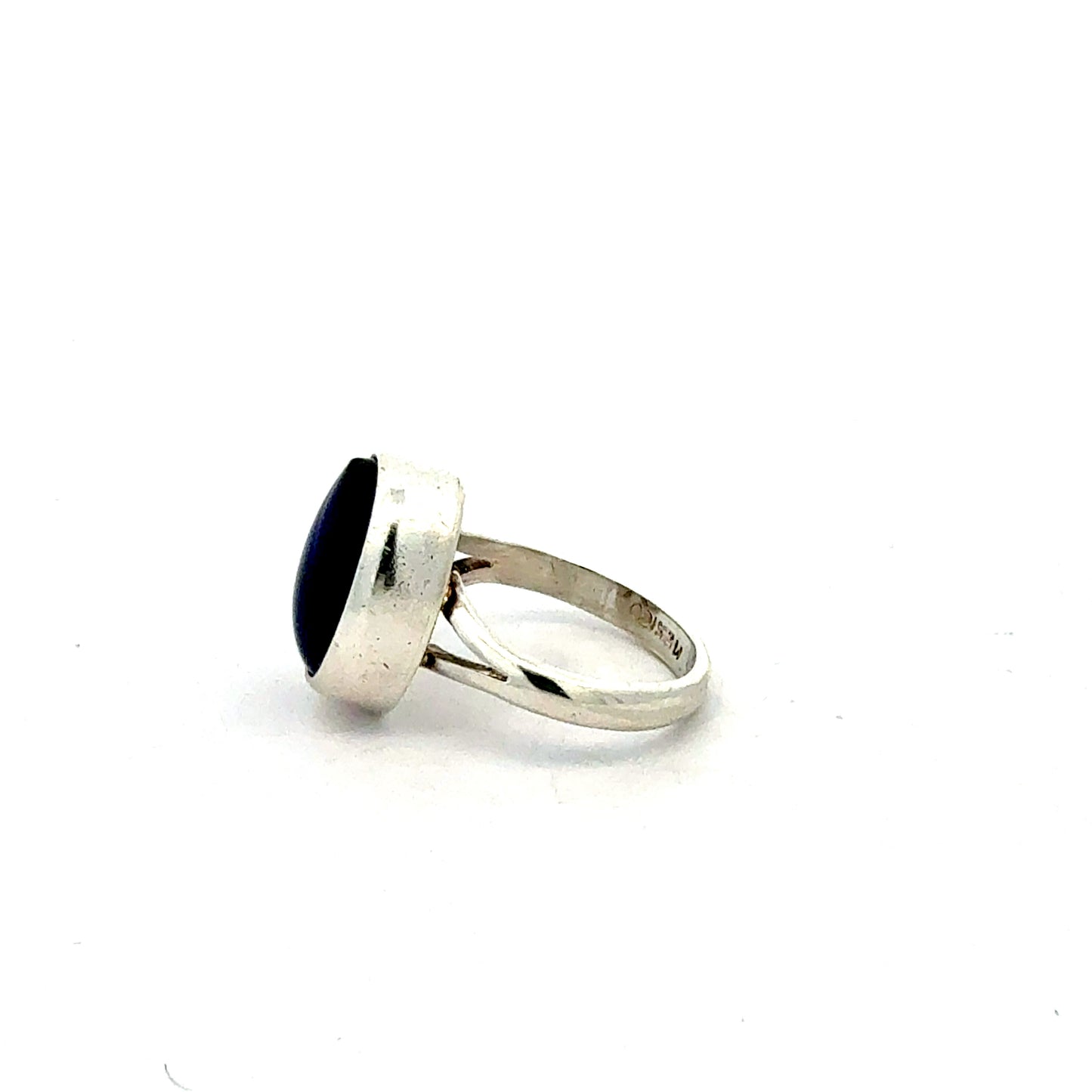 Sterling Silber Ring mit blauem Stein - Seitenansicht
