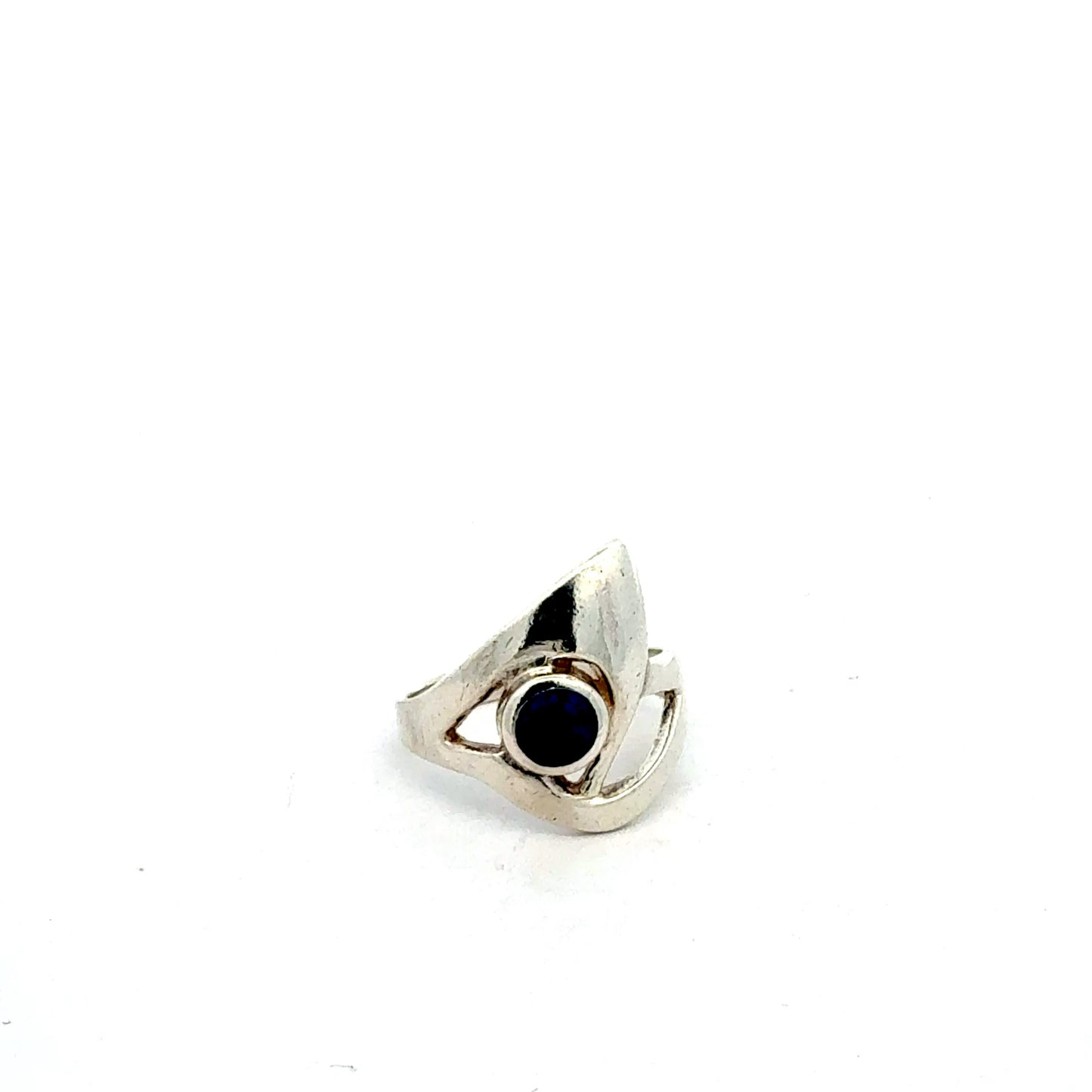 925 Sterling Silberring mit blauem synthetischem Stein, Größe 58, 5,19 g
