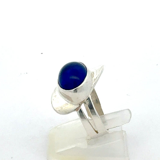 Ring aus 925 Sterling Silber mit blauem synthetischem Stein (Größe 58 | 6,82 g) Ring Juwelier Alen