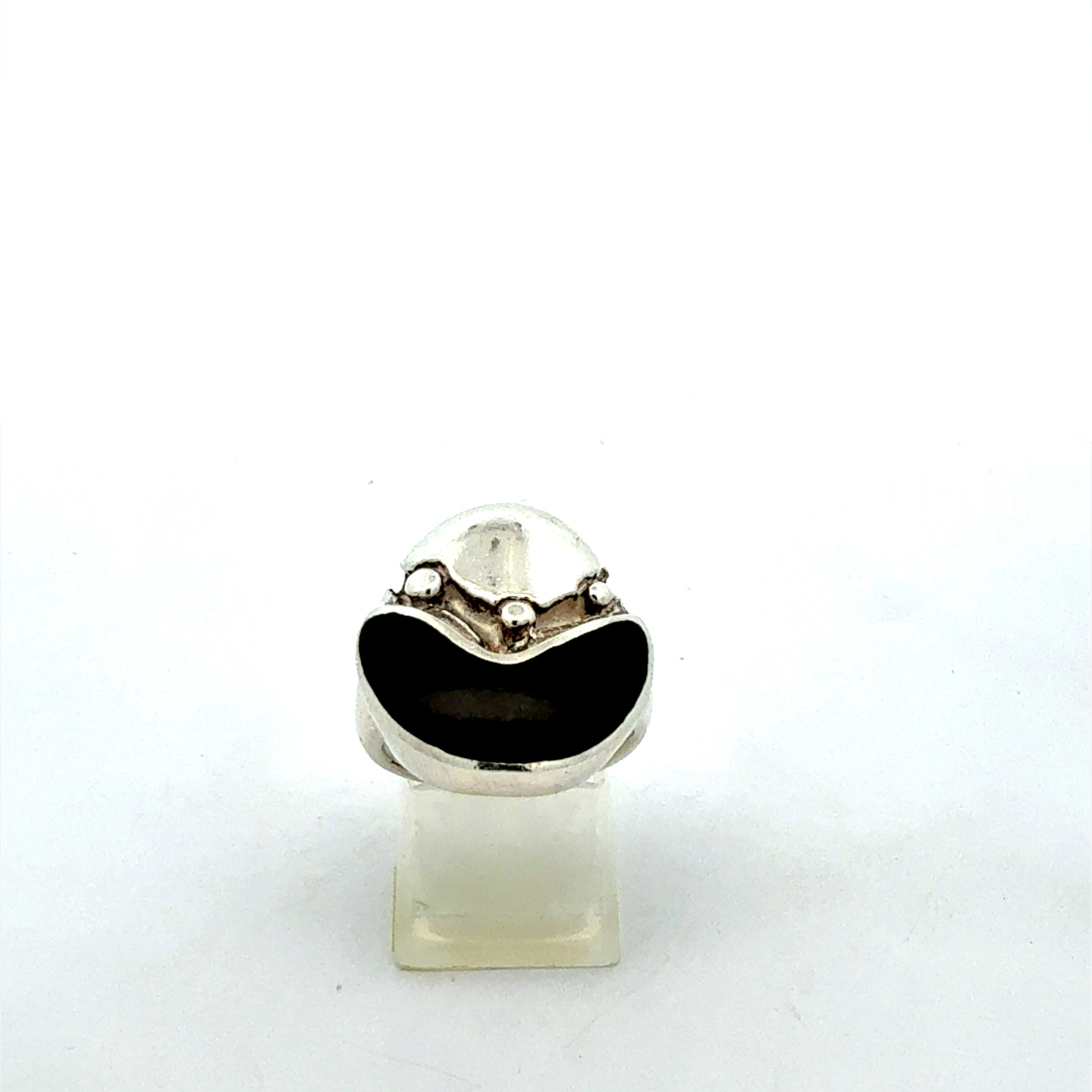 Sterling Silber Ring mit schwarzem Onyx Edelstein, Größe 53
