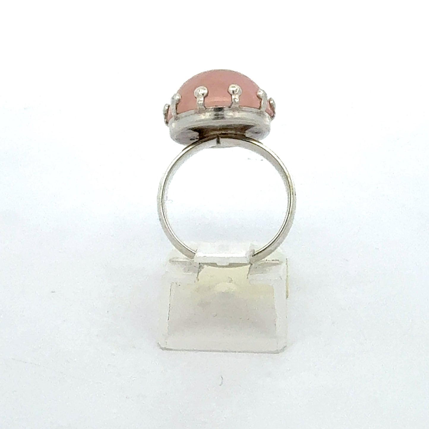 Rosenquarz Ring in Sterling Silber, Nahaufnahme