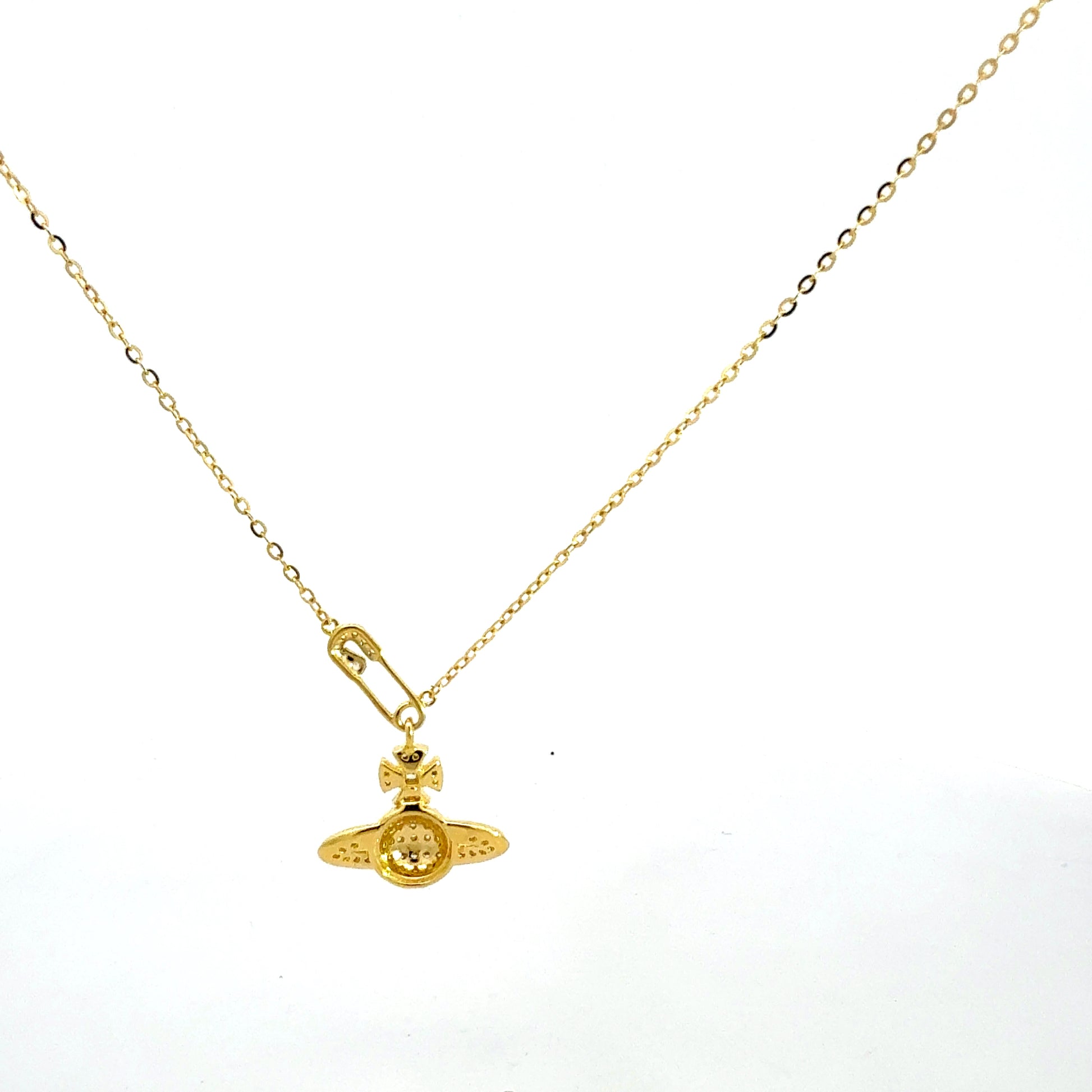 Silberkette 925 vergoldet – 2,57 g – 46 cm – Zirkonia-Anhänger Halsketten Juwelier Alen