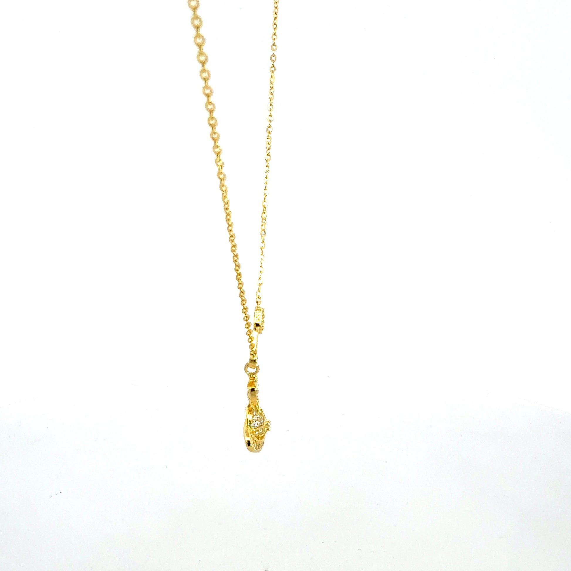 Silberkette 925 vergoldet – 2,57 g – 46 cm – Zirkonia-Anhänger Halsketten Juwelier Alen