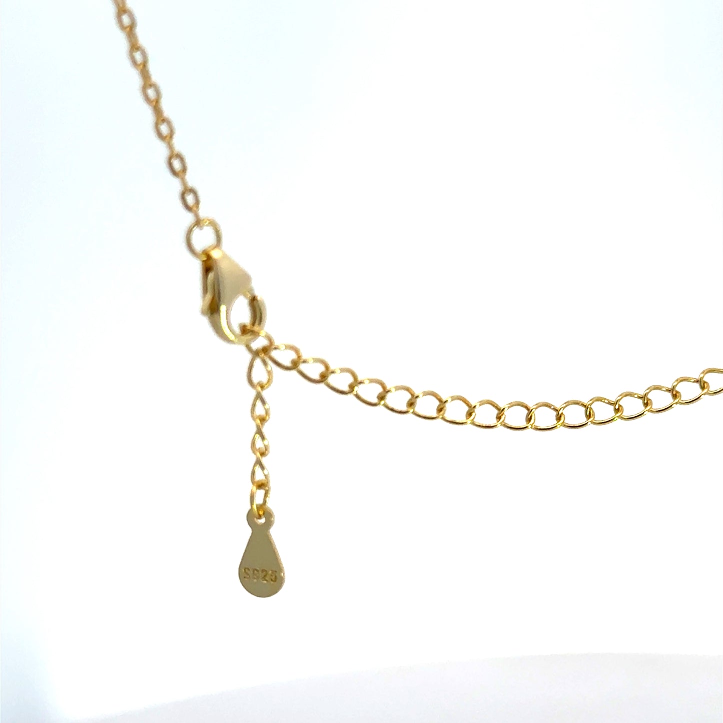 Silberkette 925 vergoldet – 1,81 g – mit blau emailliertem Schmetterlingsanhänger – 47 cm Halskette Juwelier Alen