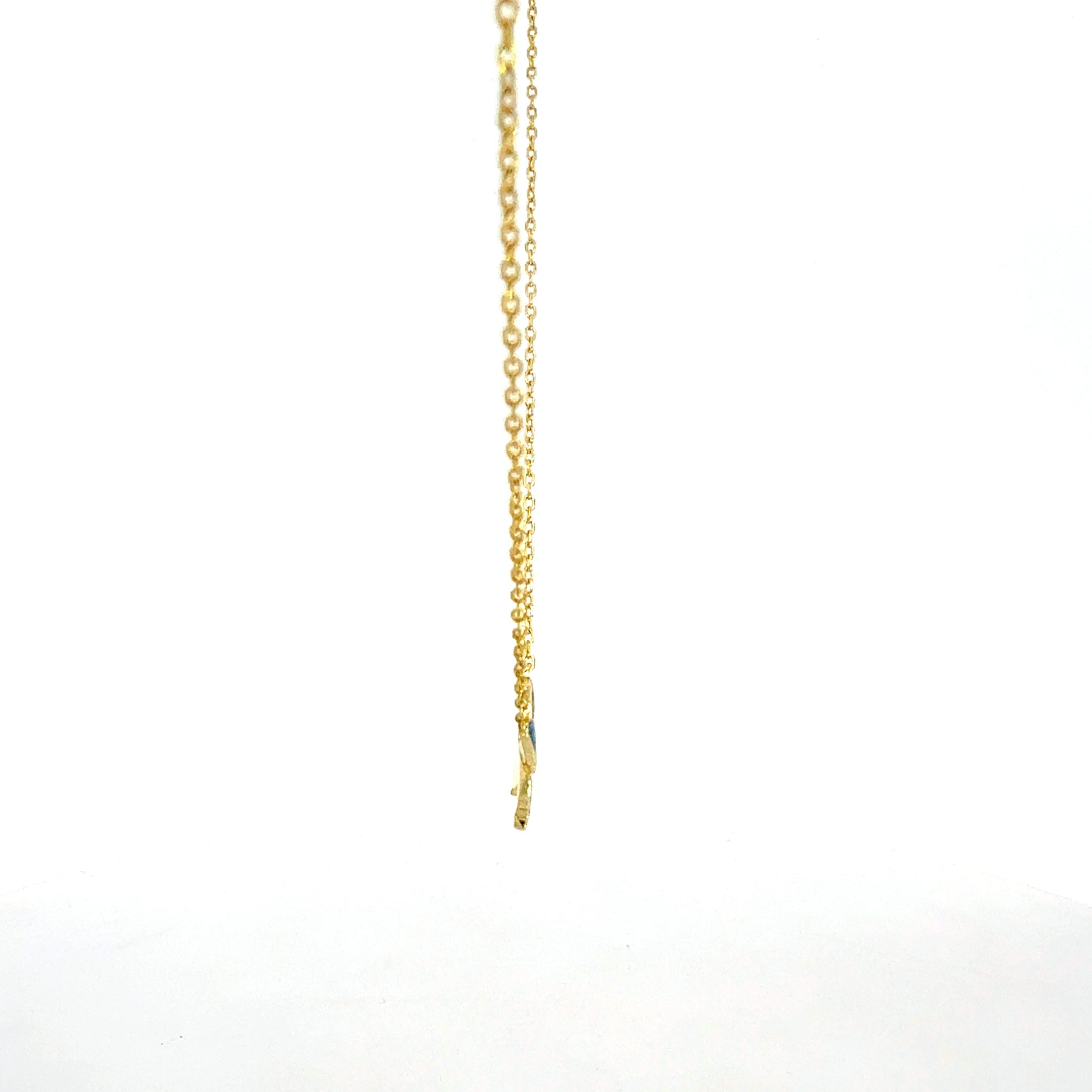 Silberkette 925 vergoldet – 1,81 g – mit blau emailliertem Schmetterlingsanhänger – 47 cm Halskette Juwelier Alen