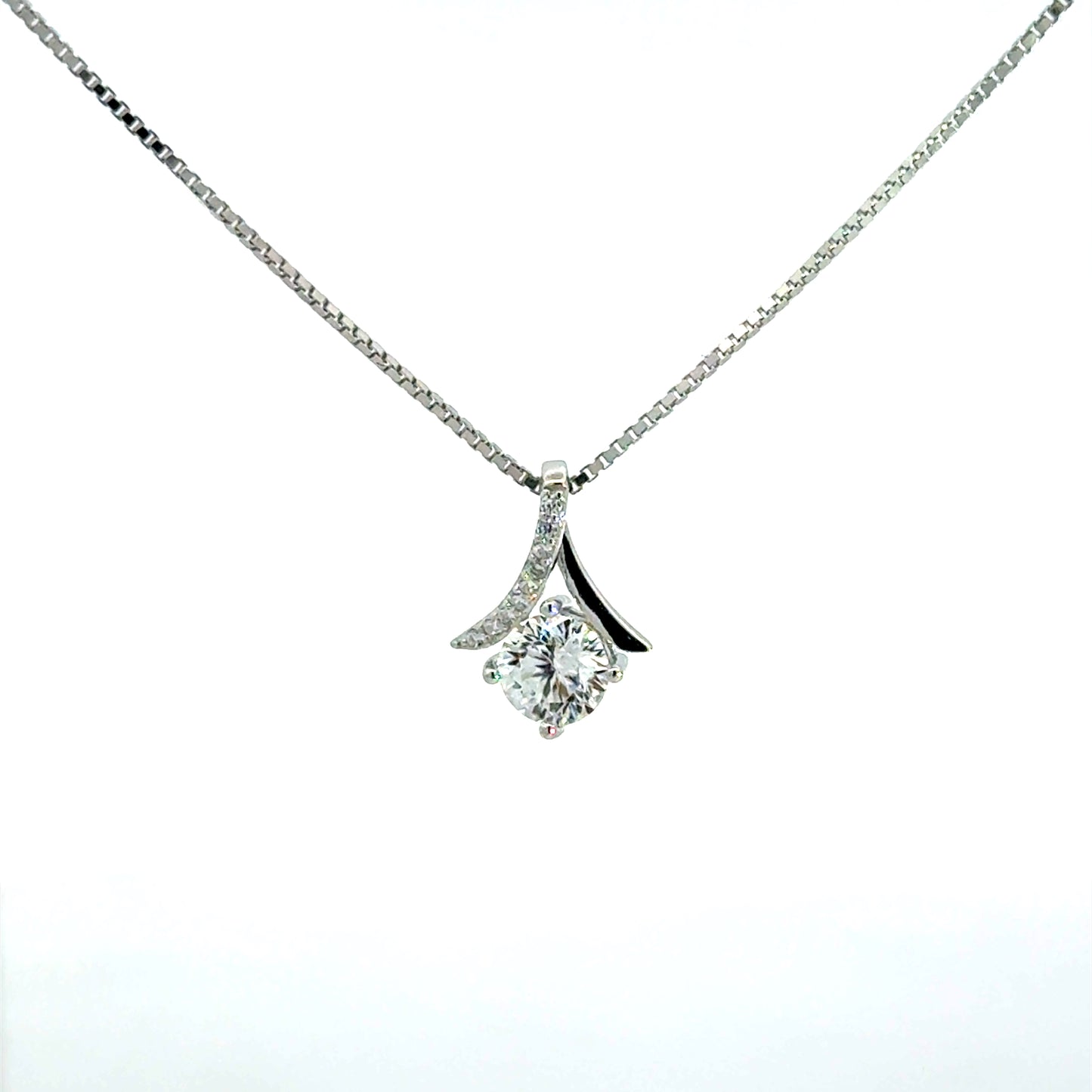 925 Silberkette mit Zirkonia Anhänger – 46 cm Damenkette Sterlingsilber Halskette Juwelier Alen