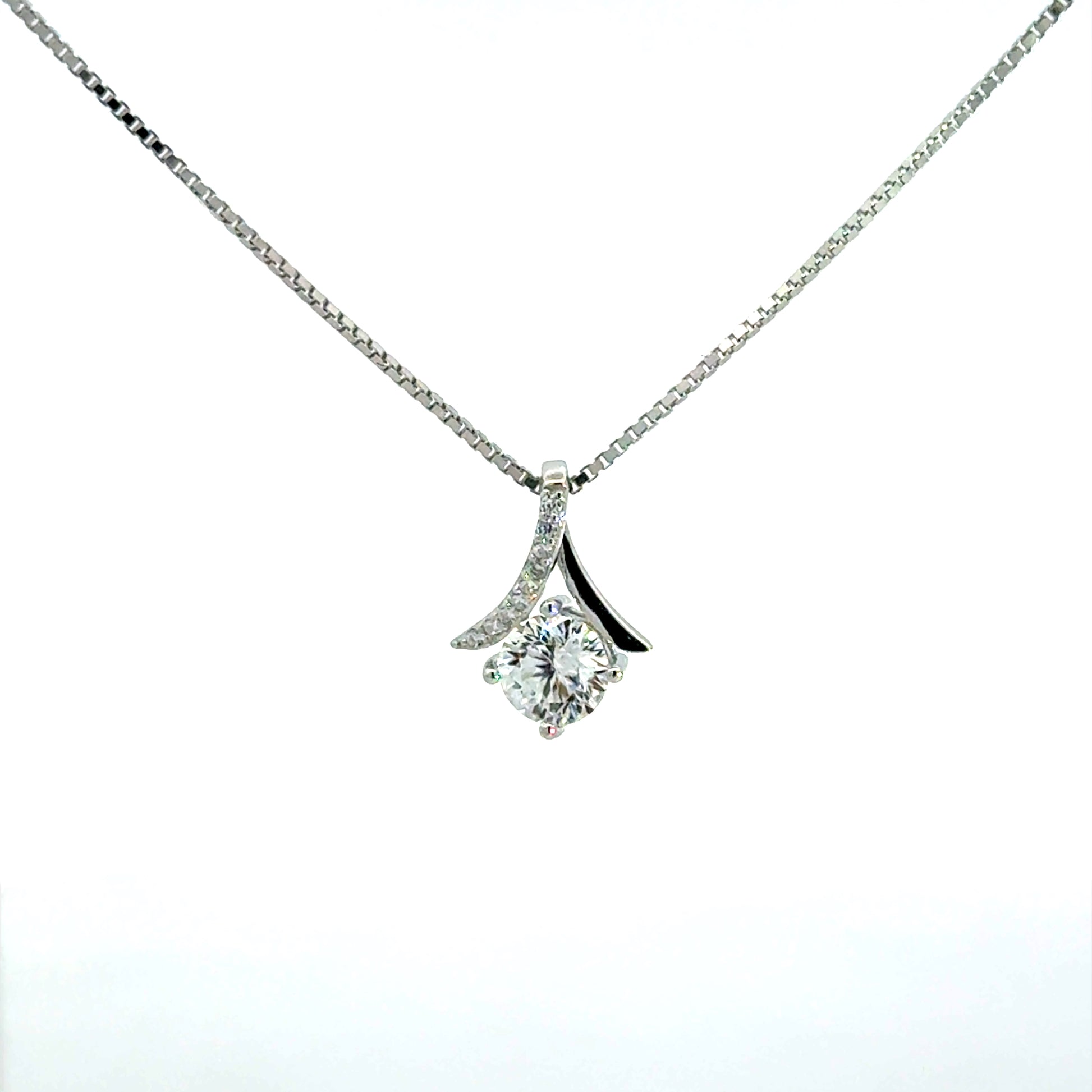 925 Silberkette mit Zirkonia Anhänger – 46 cm Damenkette Sterlingsilber Halskette Juwelier Alen