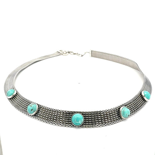 Elegante Silberkette – 925er Silber, 32,82 g, 57 cm – mit Türkis-Steinen Halsketten Juwelier Alen