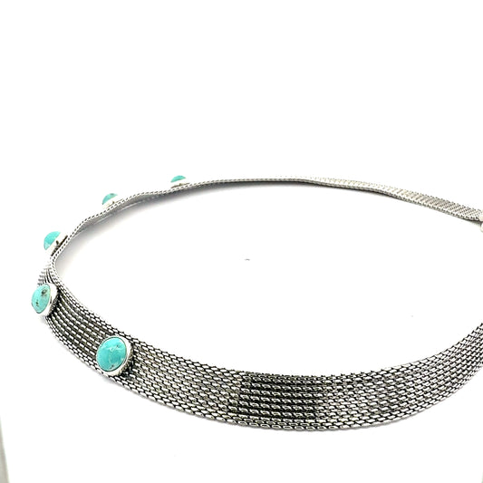 Elegante Silberkette – 925er Silber, 32,82 g, 57 cm – mit Türkis-Steinen Halsketten Juwelier Alen