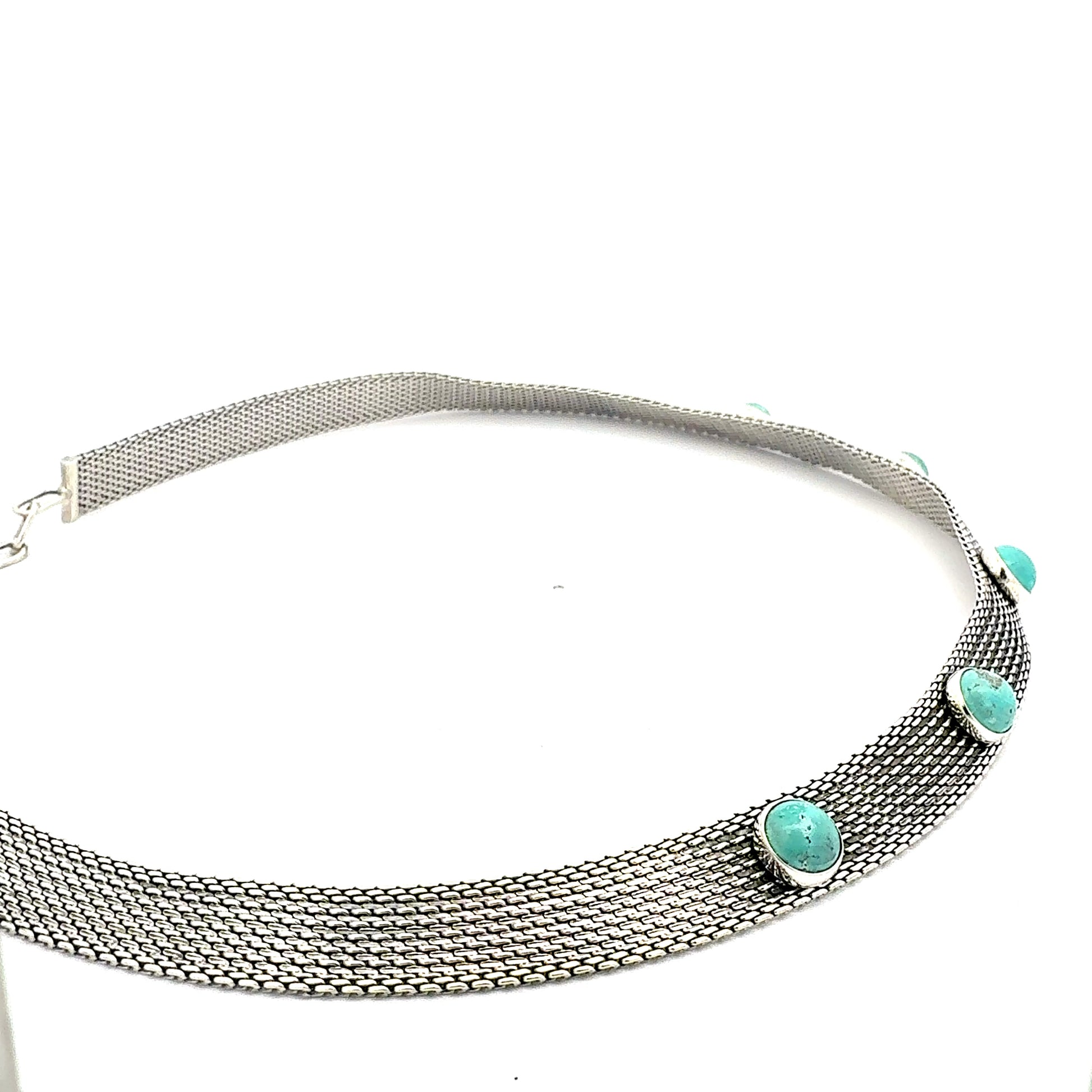 Elegante Silberkette – 925er Silber, 32,82 g, 57 cm – mit Türkis-Steinen Halsketten Juwelier Alen