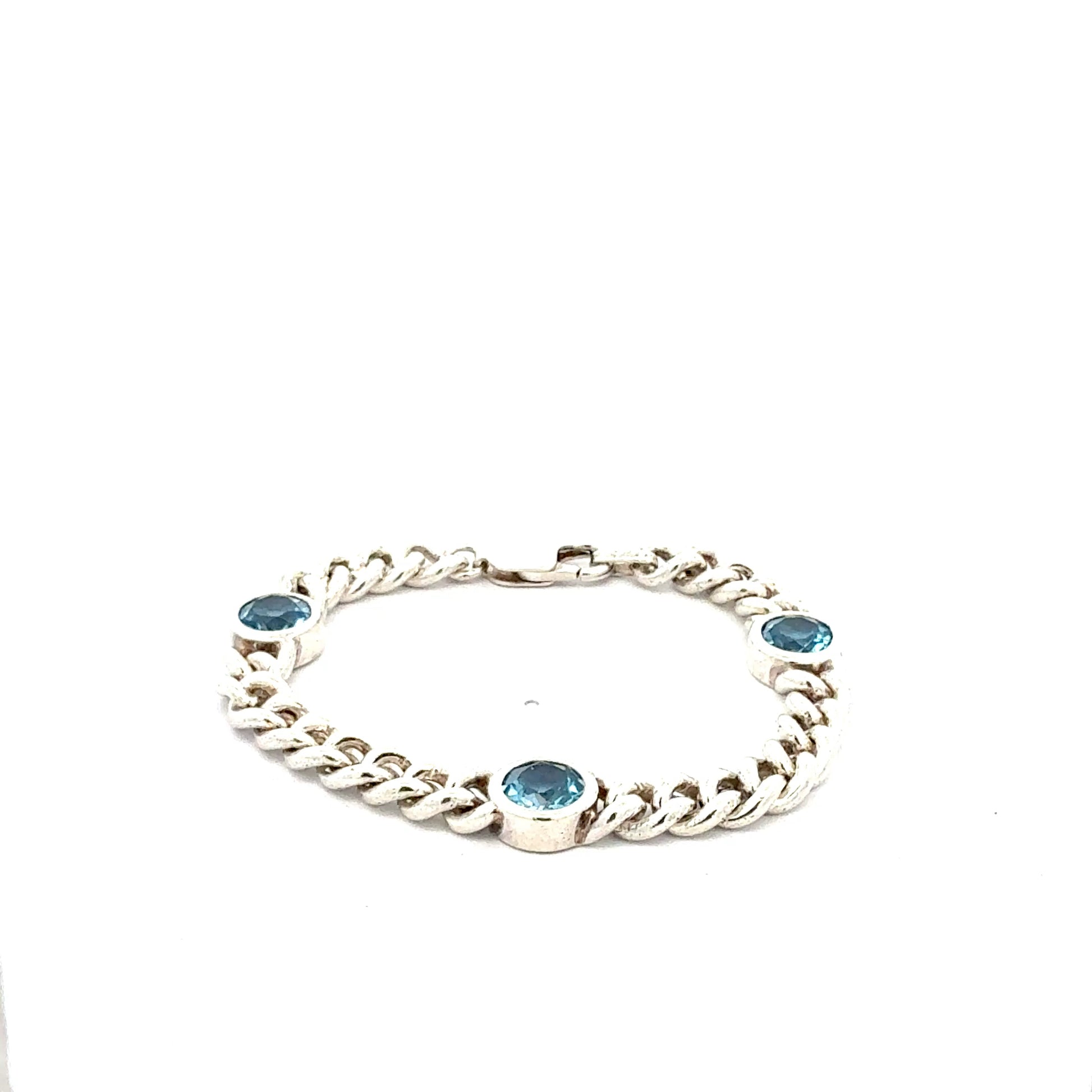 Elegantes Silberarmband – 17 cm, 24,33 g – mit blauen Steinen Armband Juwelier Alen