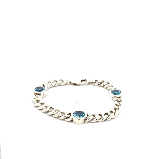 Elegantes Silberarmband – 17 cm, 24,33 g – mit blauen Steinen Armband Juwelier Alen
