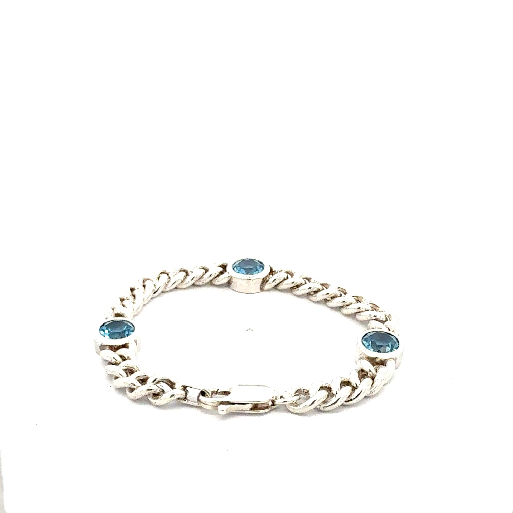 Elegantes Silberarmband – 17 cm, 24,33 g – mit blauen Steinen Armband Juwelier Alen