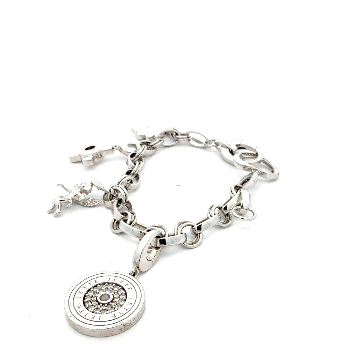 Massives 925er Silberarmband von Jette – 44,81 g, 22 cm – mit integrierten Charms Armband Juwelier Alen