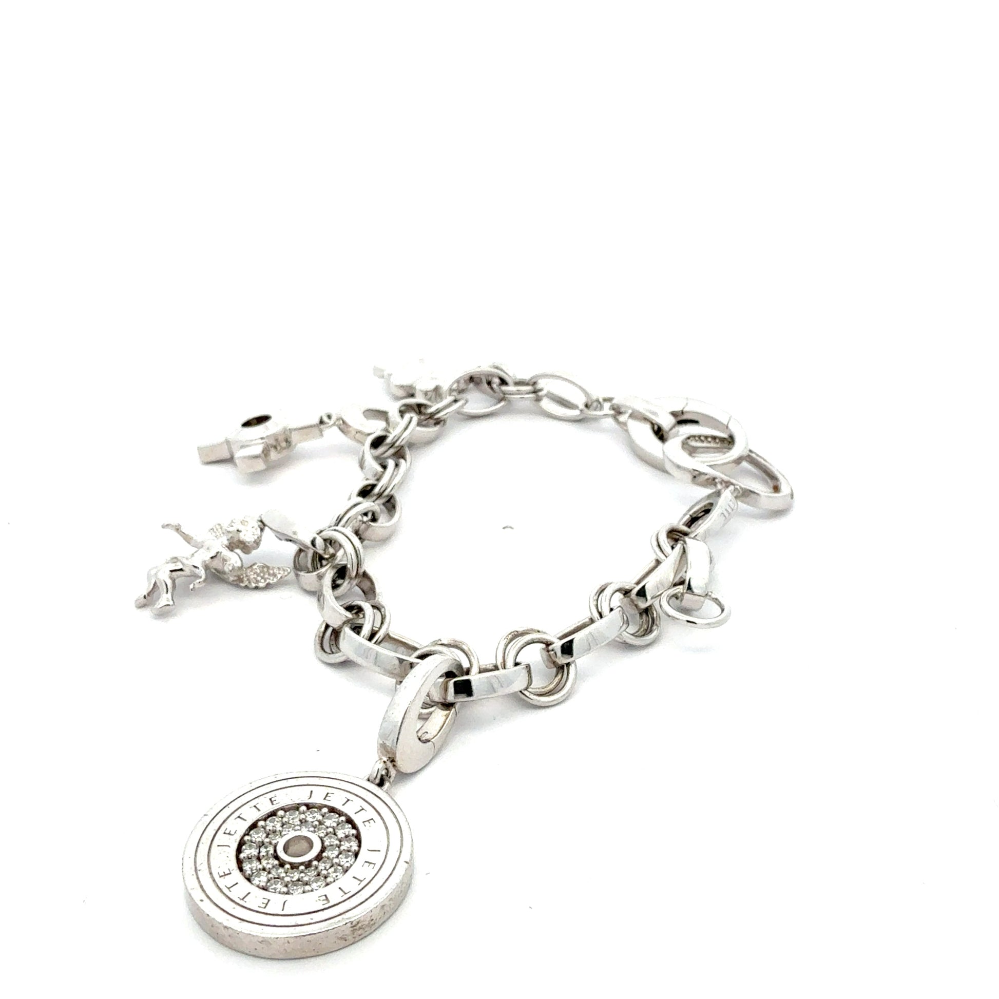 Massives 925er Silberarmband von Jette – 44,81 g, 22 cm – mit integrierten Charms Armband Juwelier Alen