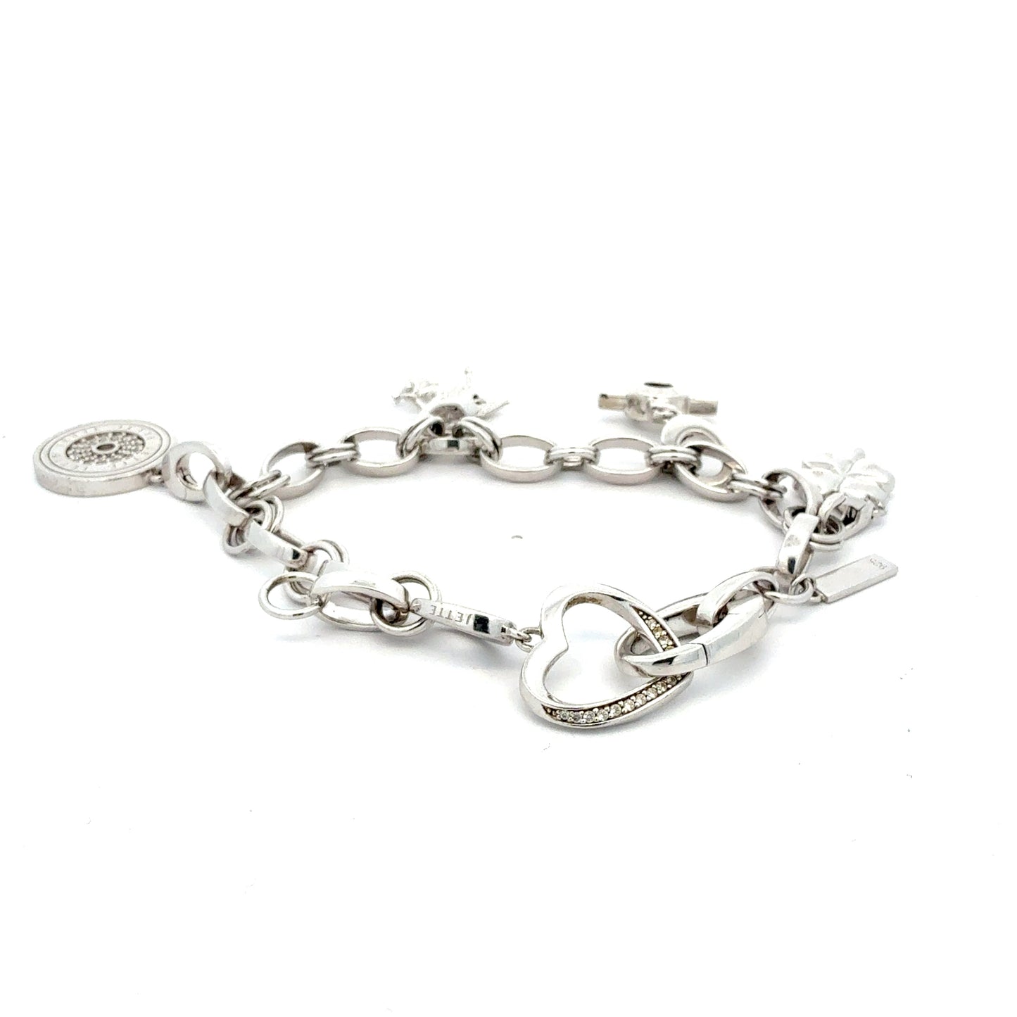 Massives 925er Silberarmband von Jette – 44,81 g, 22 cm – mit integrierten Charms Armband Juwelier Alen