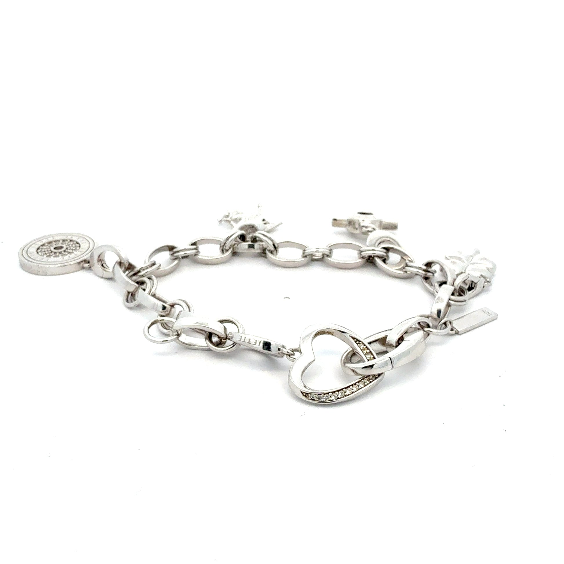 Massives 925er Silberarmband von Jette – 44,81 g, 22 cm – mit integrierten Charms Armband Juwelier Alen