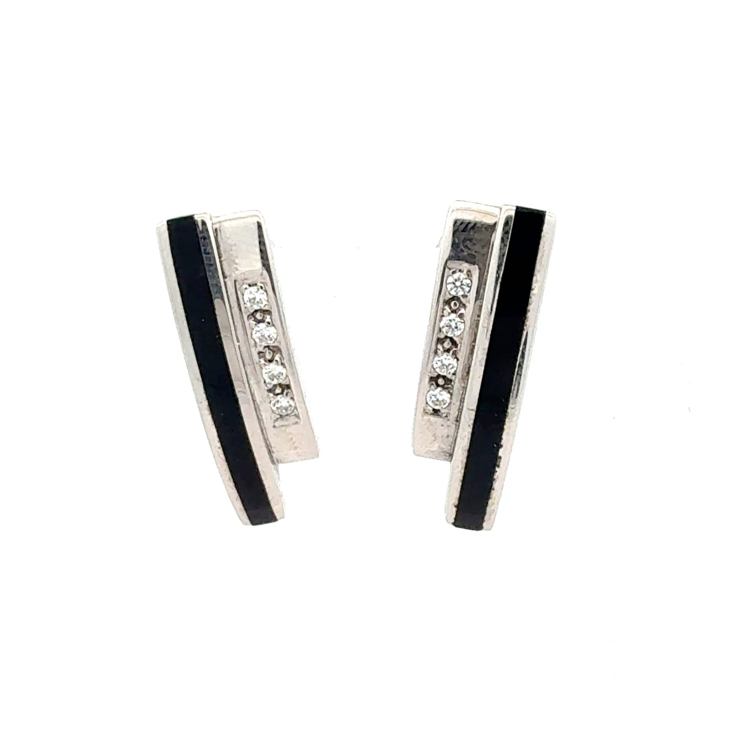 Elegante Silber-Ohrringe mit Onyx und Zirkonia – 5,49 g Ohrring Juwelier Alen