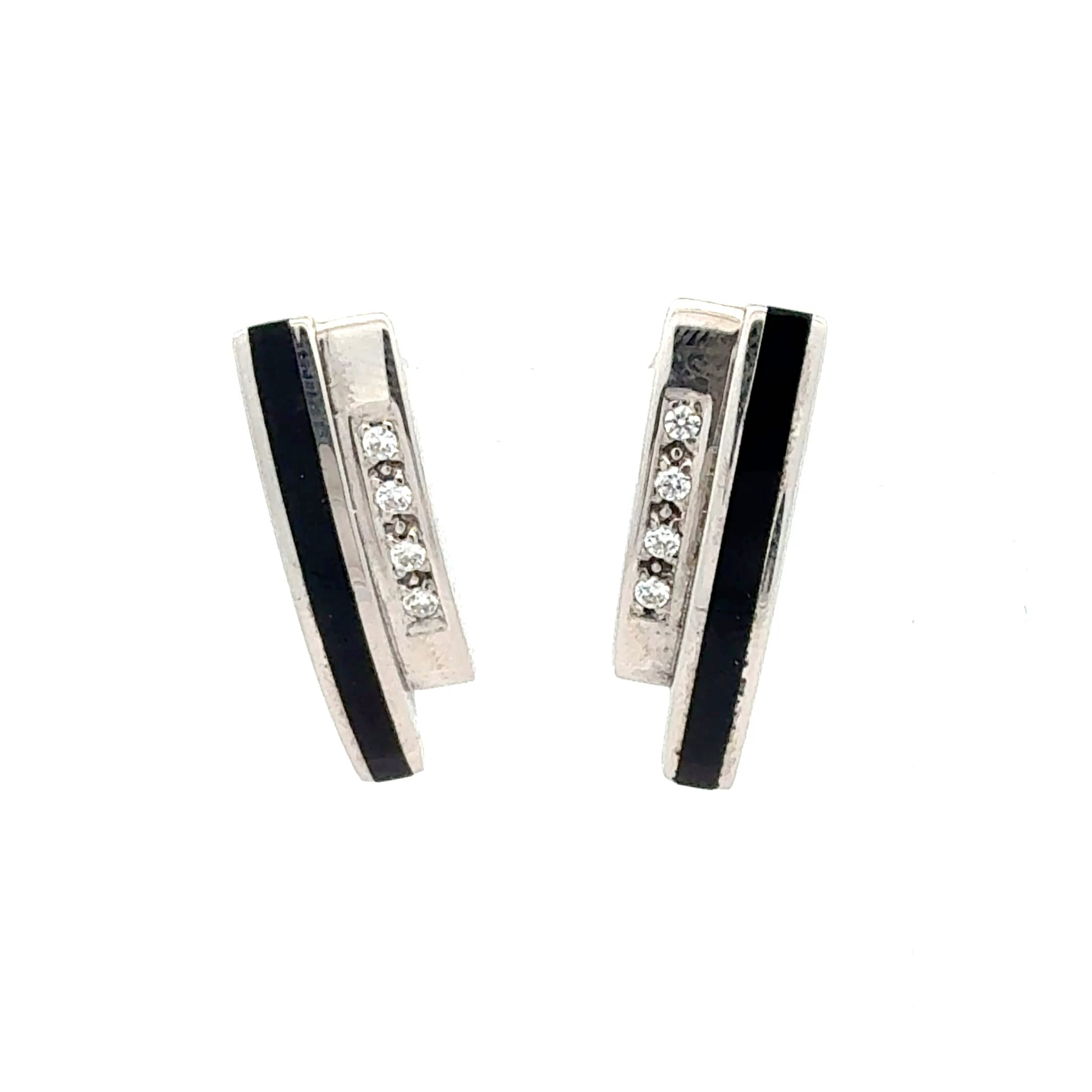 Elegante Silber-Ohrringe mit Onyx und Zirkonia – 5,49 g Ohrring Juwelier Alen