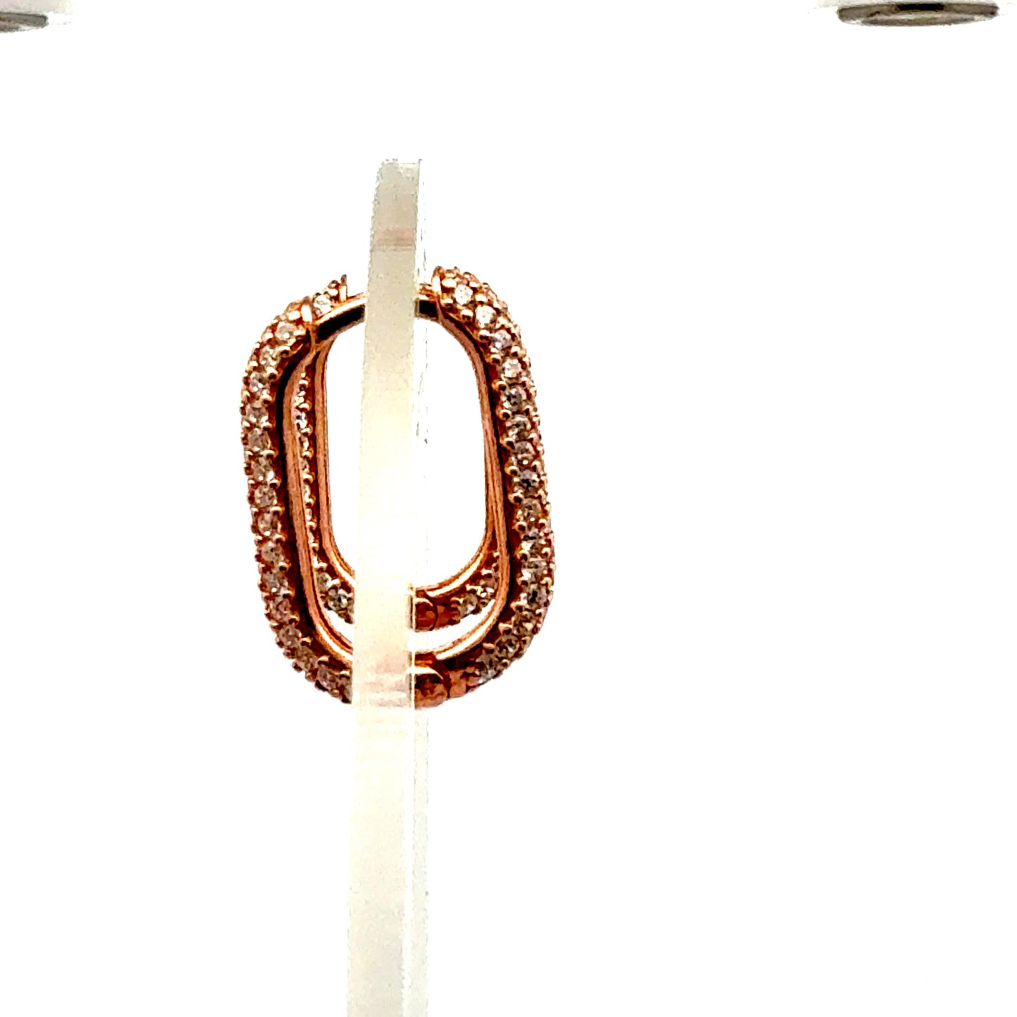 Rosévergoldete 925er Silber-Creolen, voll besetzt mit Zirkonia – 2,70 g Juwelier Alen