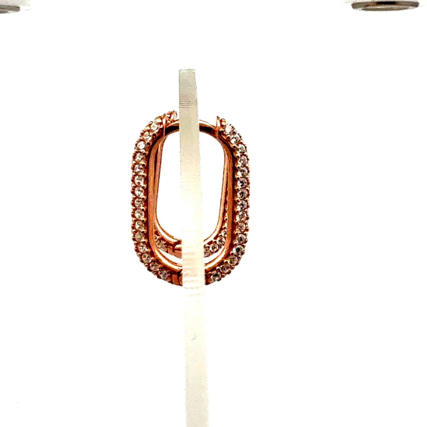 Rosévergoldete 925er Silber-Creolen, voll besetzt mit Zirkonia – 2,70 g Juwelier Alen