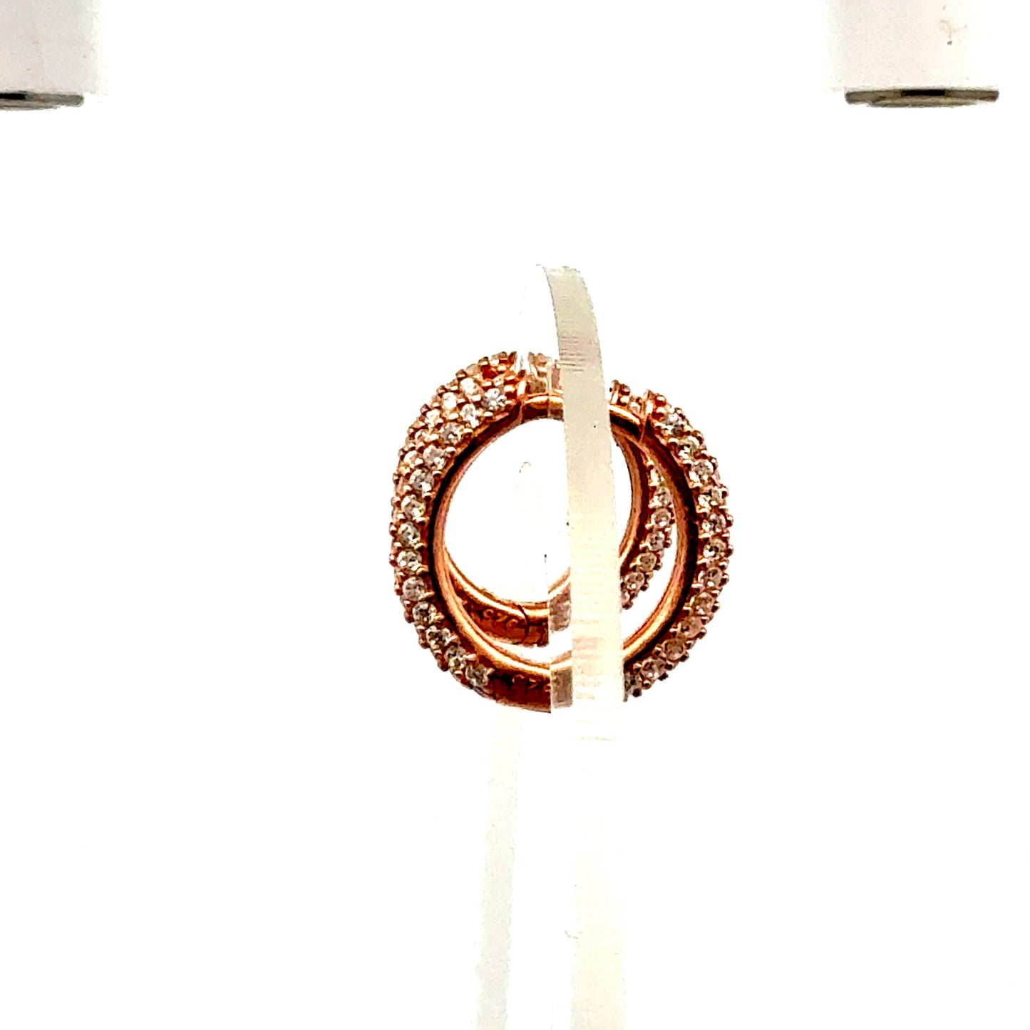 Rosévergoldete 925er Silber-Creolen, voll besetzt mit Zirkonia – 2,57 g Juwelier Alen