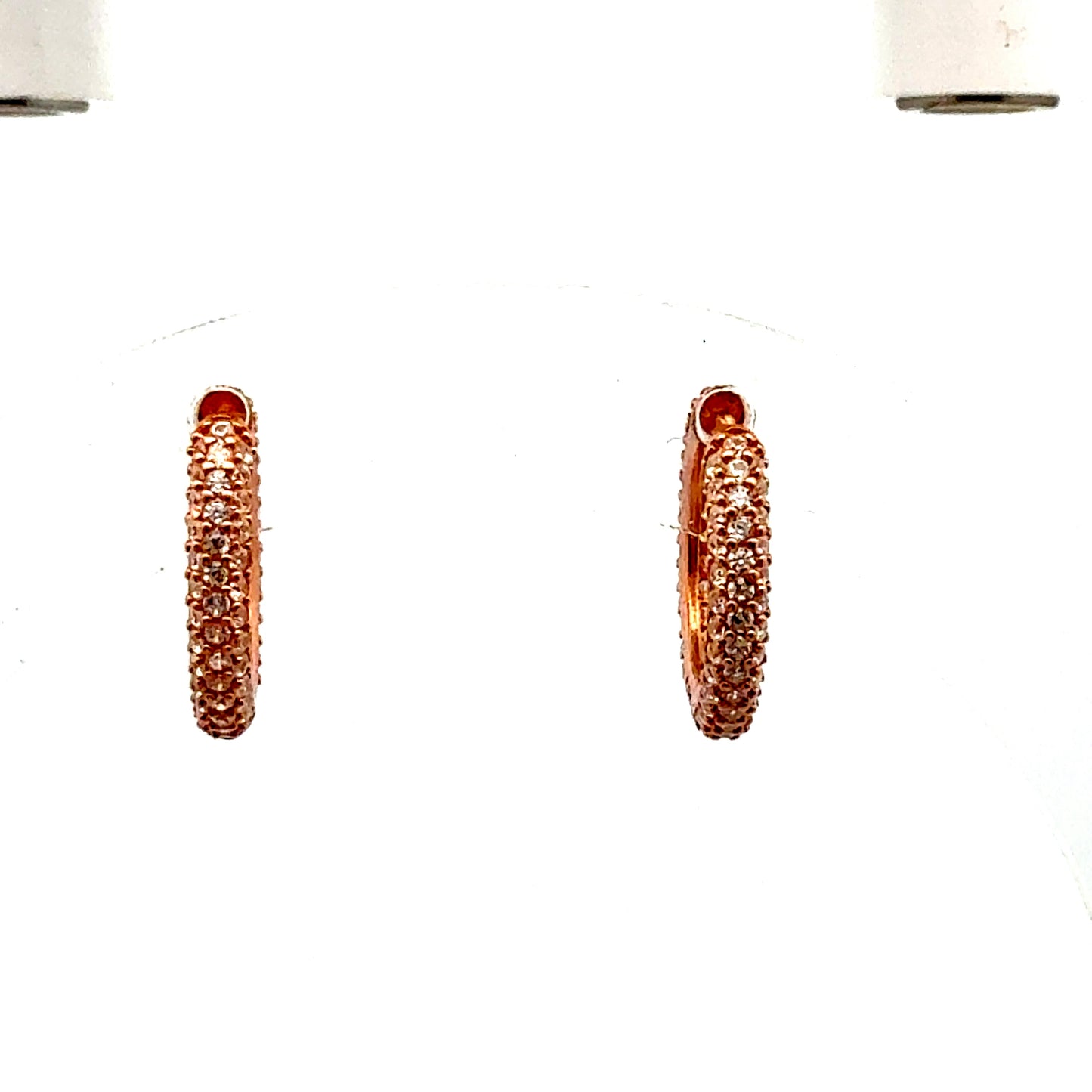 Rosévergoldete 925er Silber-Creolen, voll besetzt mit Zirkonia – 2,57 g Juwelier Alen