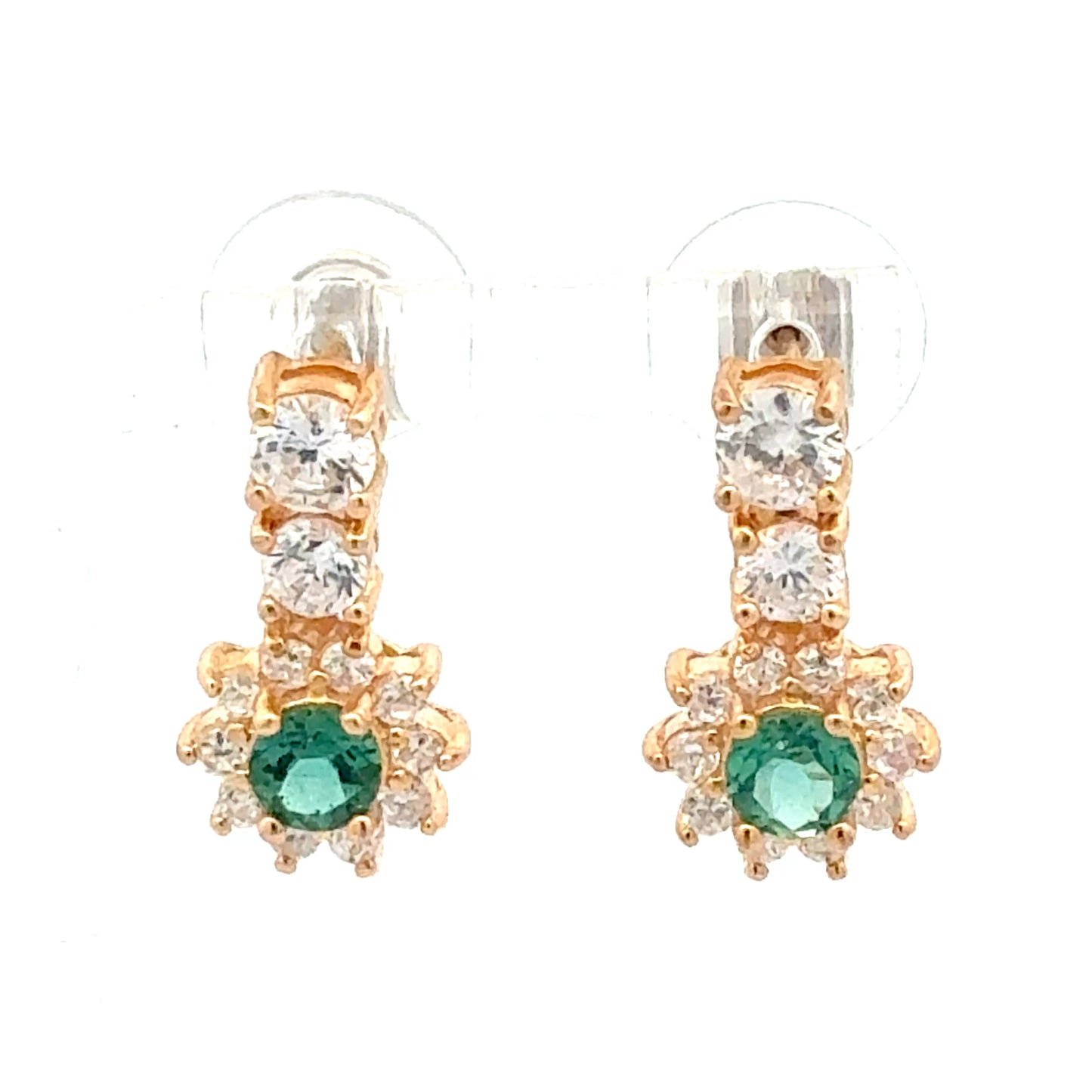 Fein verarbeitete 925er Silber-Ohrringe – vergoldet mit grünen Zirkonia Ohrringe Juwelier Alen