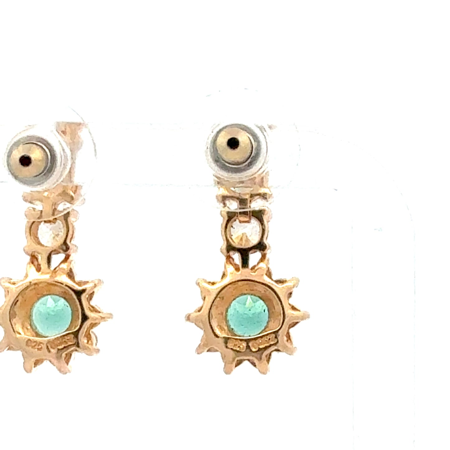 Fein verarbeitete 925er Silber-Ohrringe – vergoldet mit grünen Zirkonia Ohrringe Juwelier Alen