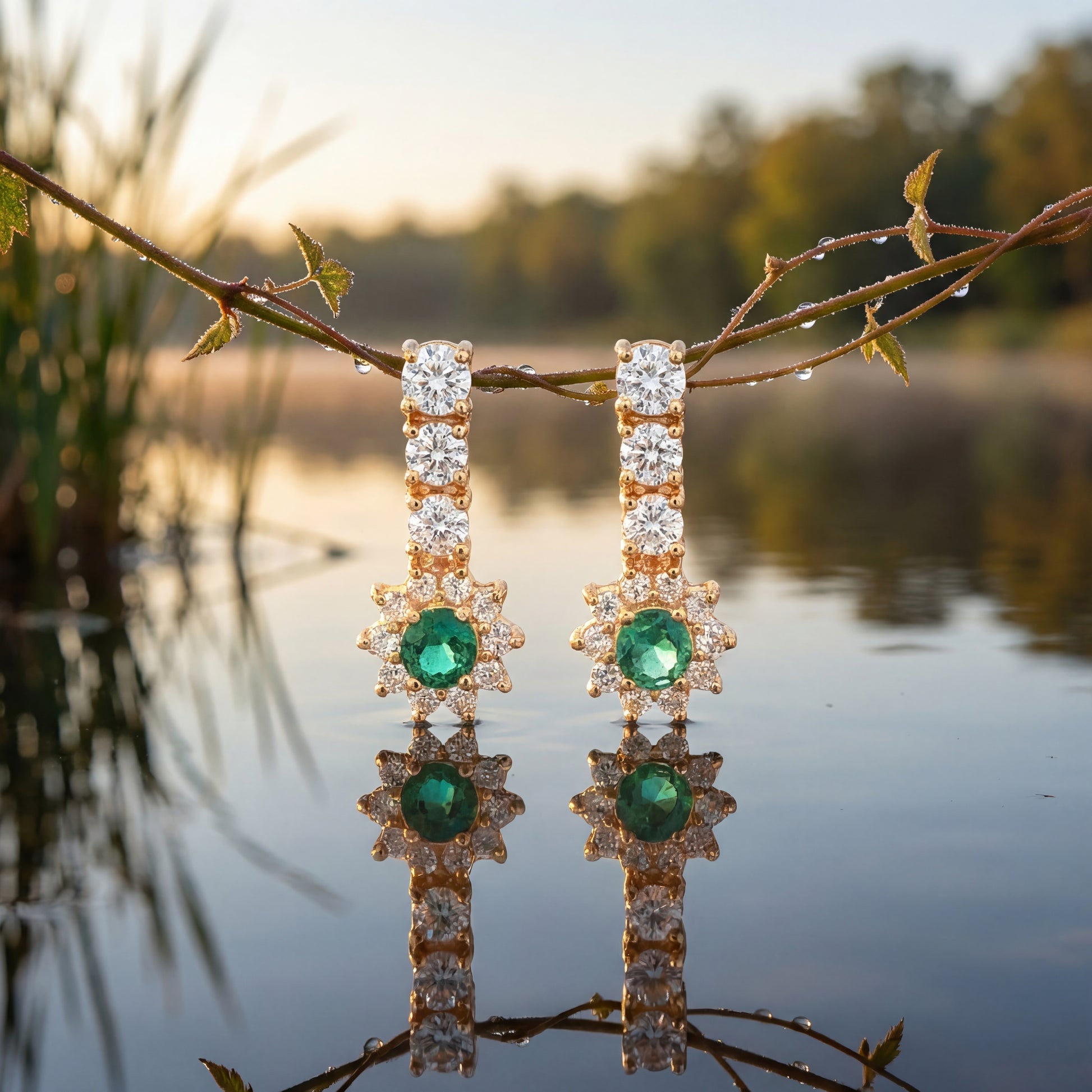 Fein verarbeitete 925er Silber-Ohrringe – vergoldet mit grünen Zirkonia Ohrringe Juwelier Alen