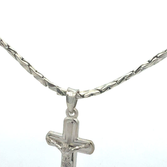 Silberkette 10,10 g – 925 – 45 cm – Kreuzanhänger Halskette Juwelier Alen